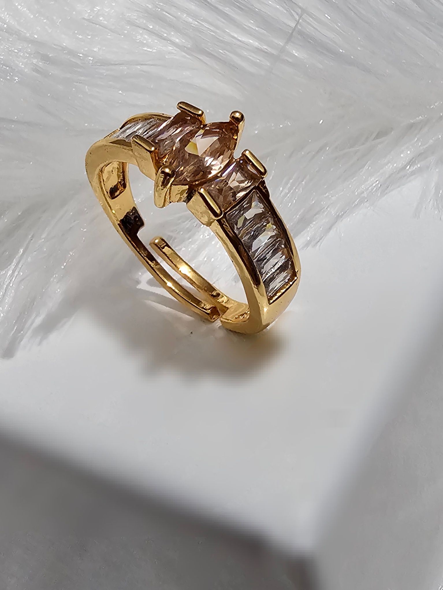 Copper Gold AD Stone Finger Ring _0
