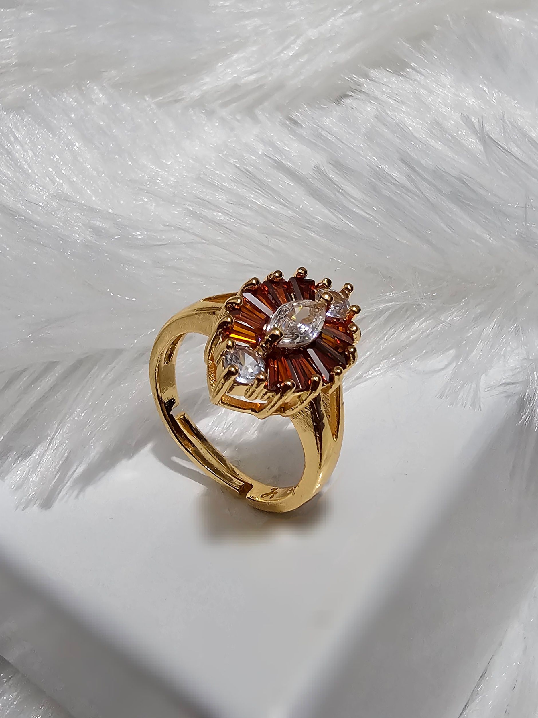 Copper Gold AD Stone Finger Ring _0