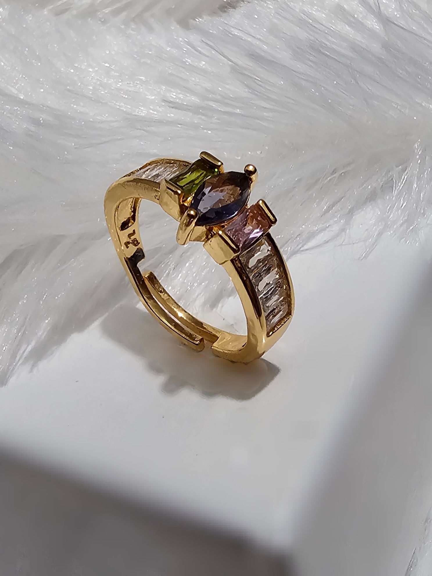 Copper Gold AD Stone Finger Ring _0