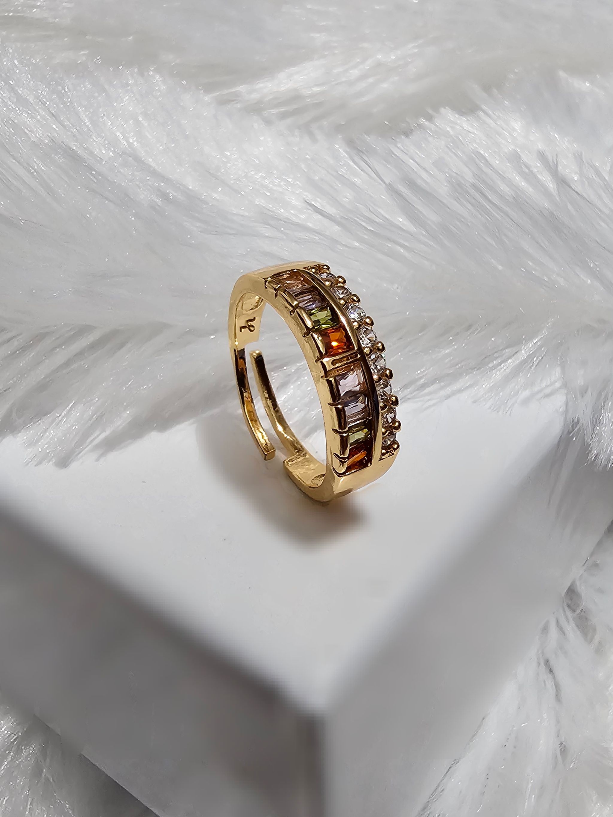 Copper Gold AD Stone Finger Ring _0