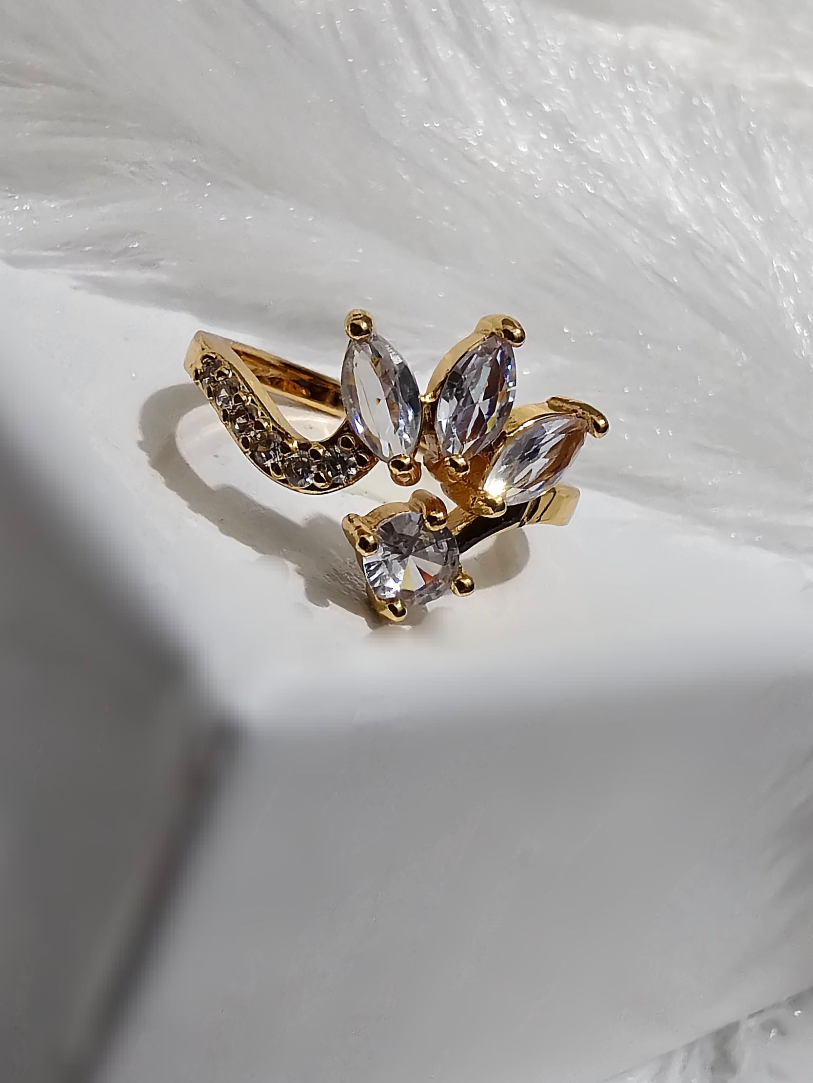 Copper Gold AD Stone Finger Ring_0