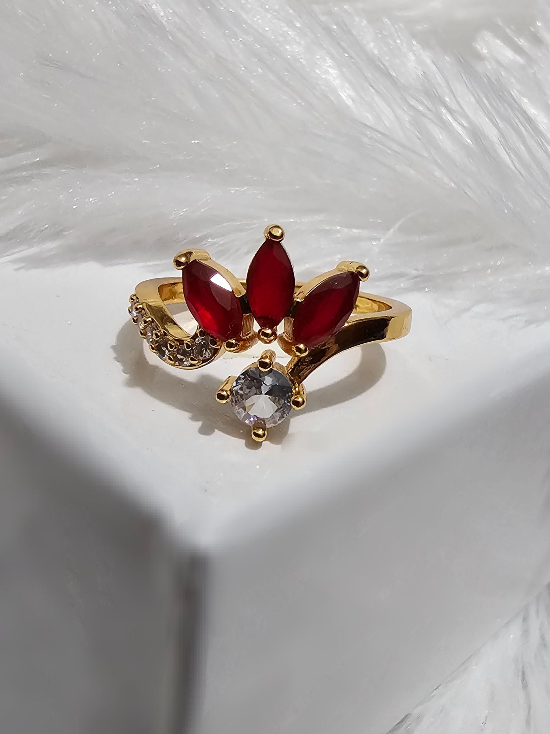 Copper Gold AD Stone Finger Ring_0