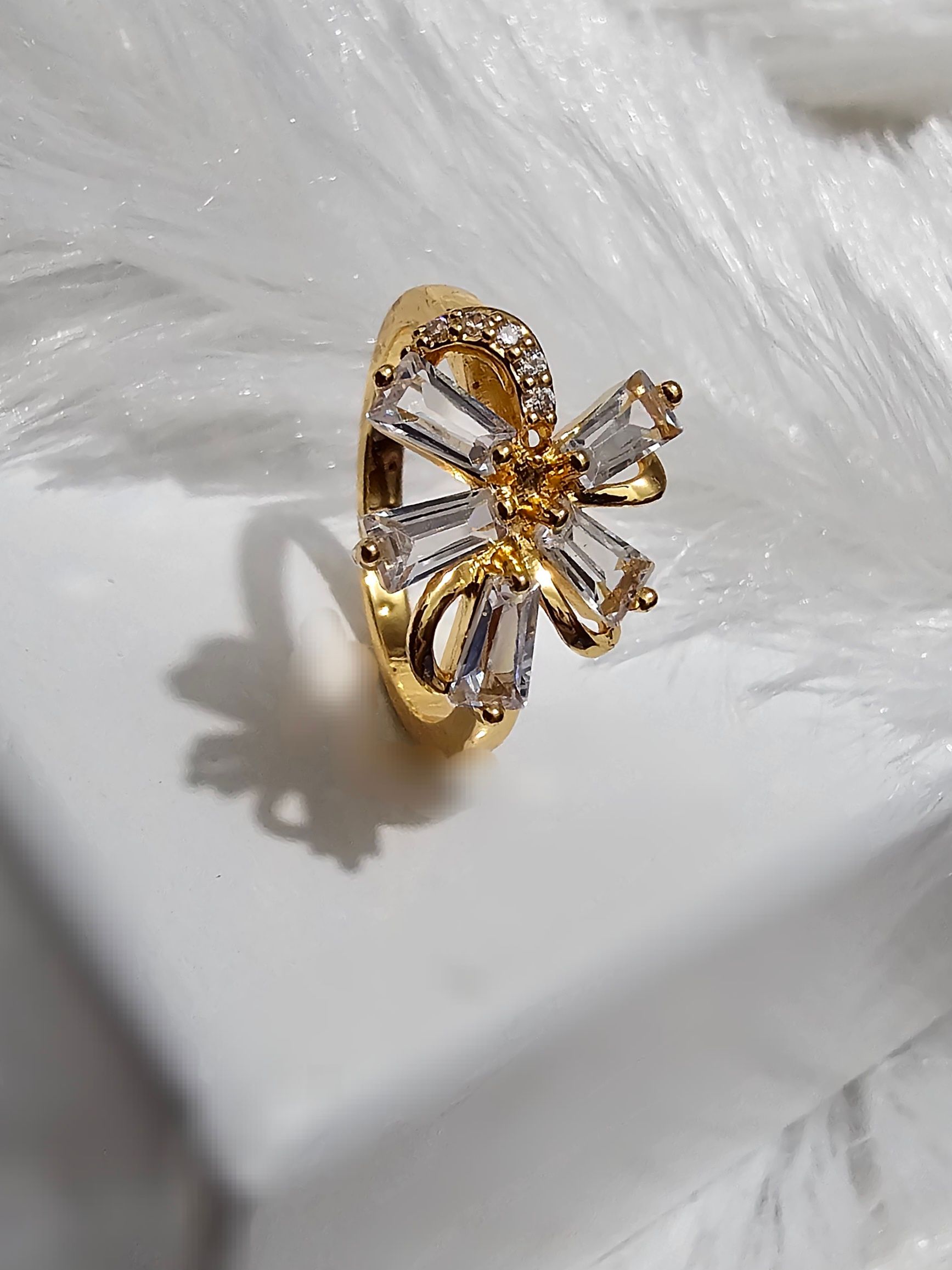 Copper Gold AD Stone Finger Ring_0