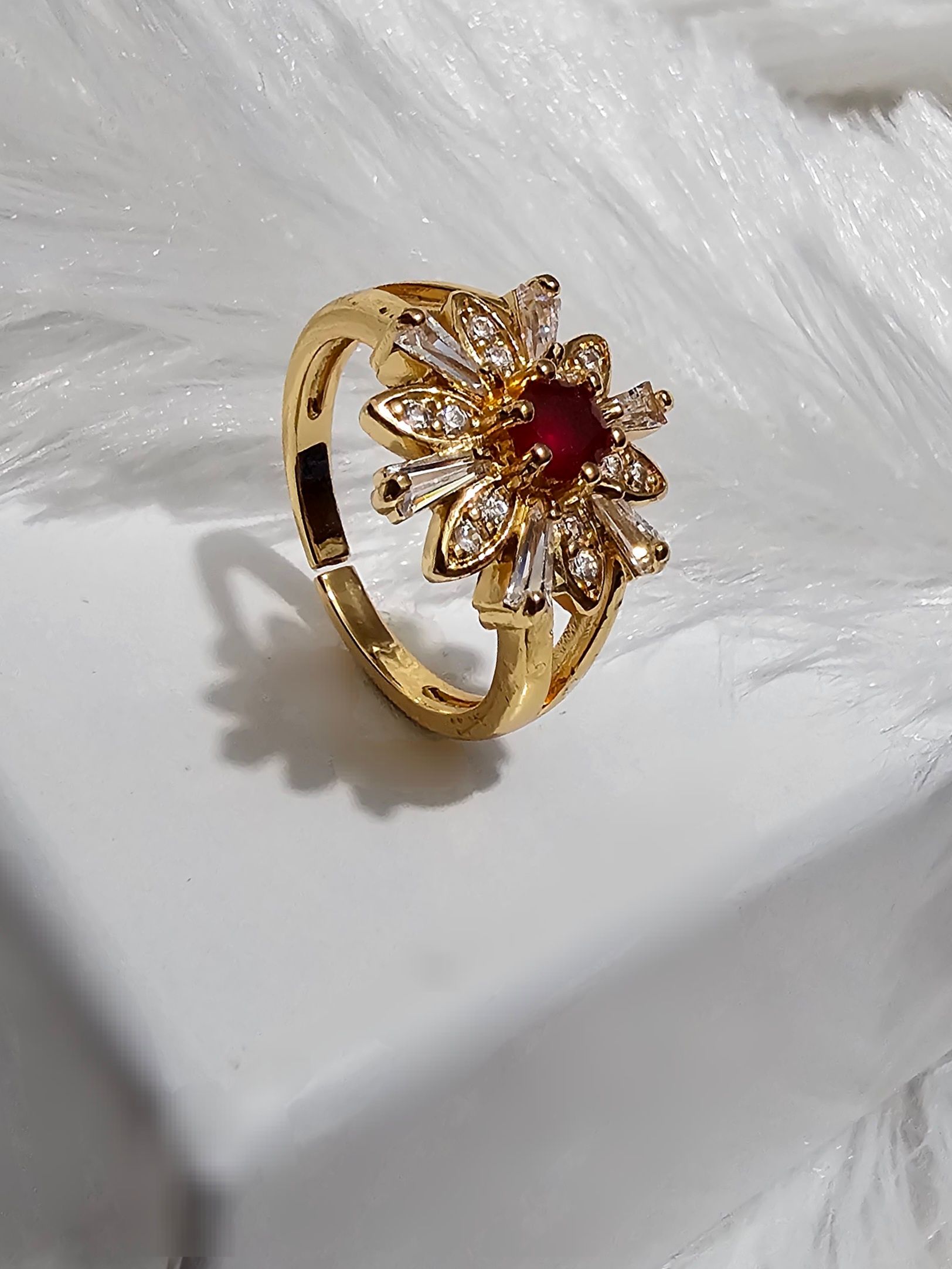 Copper Gold AD Stone Finger Ring _0