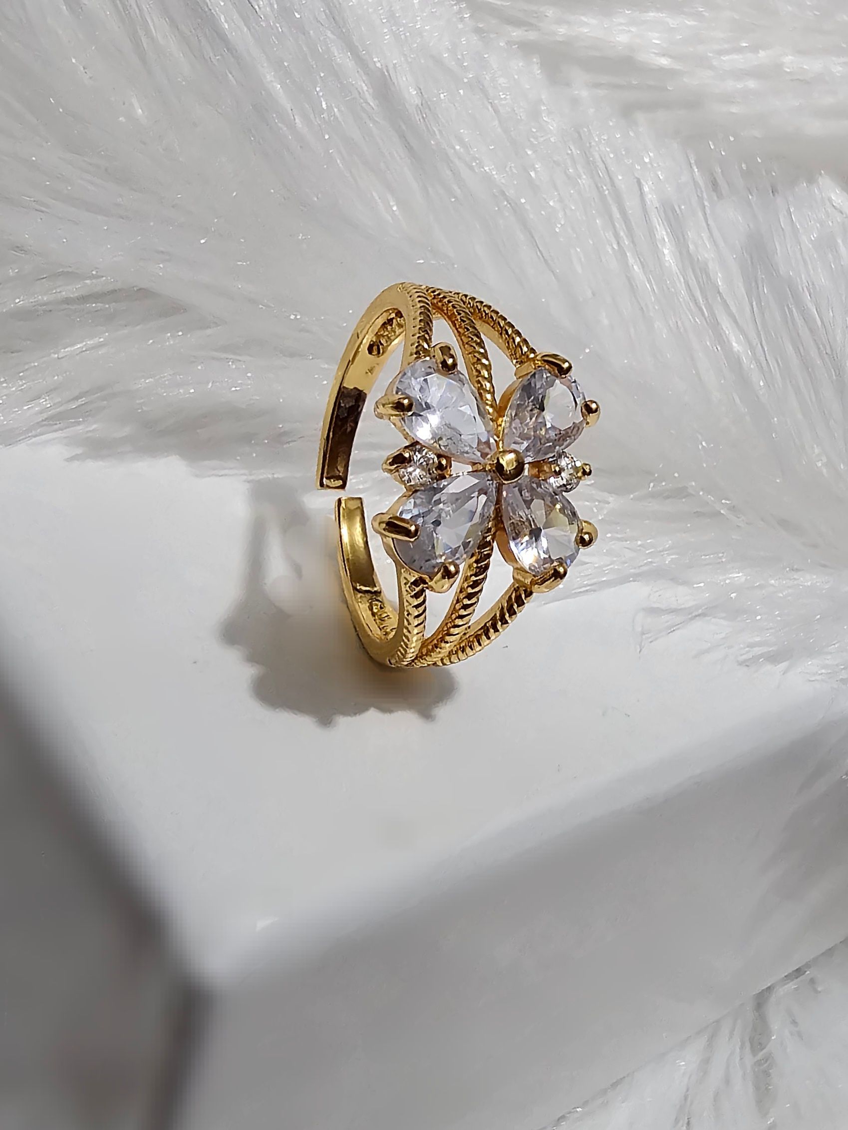 Copper Gold AD Stone Finger Ring_0