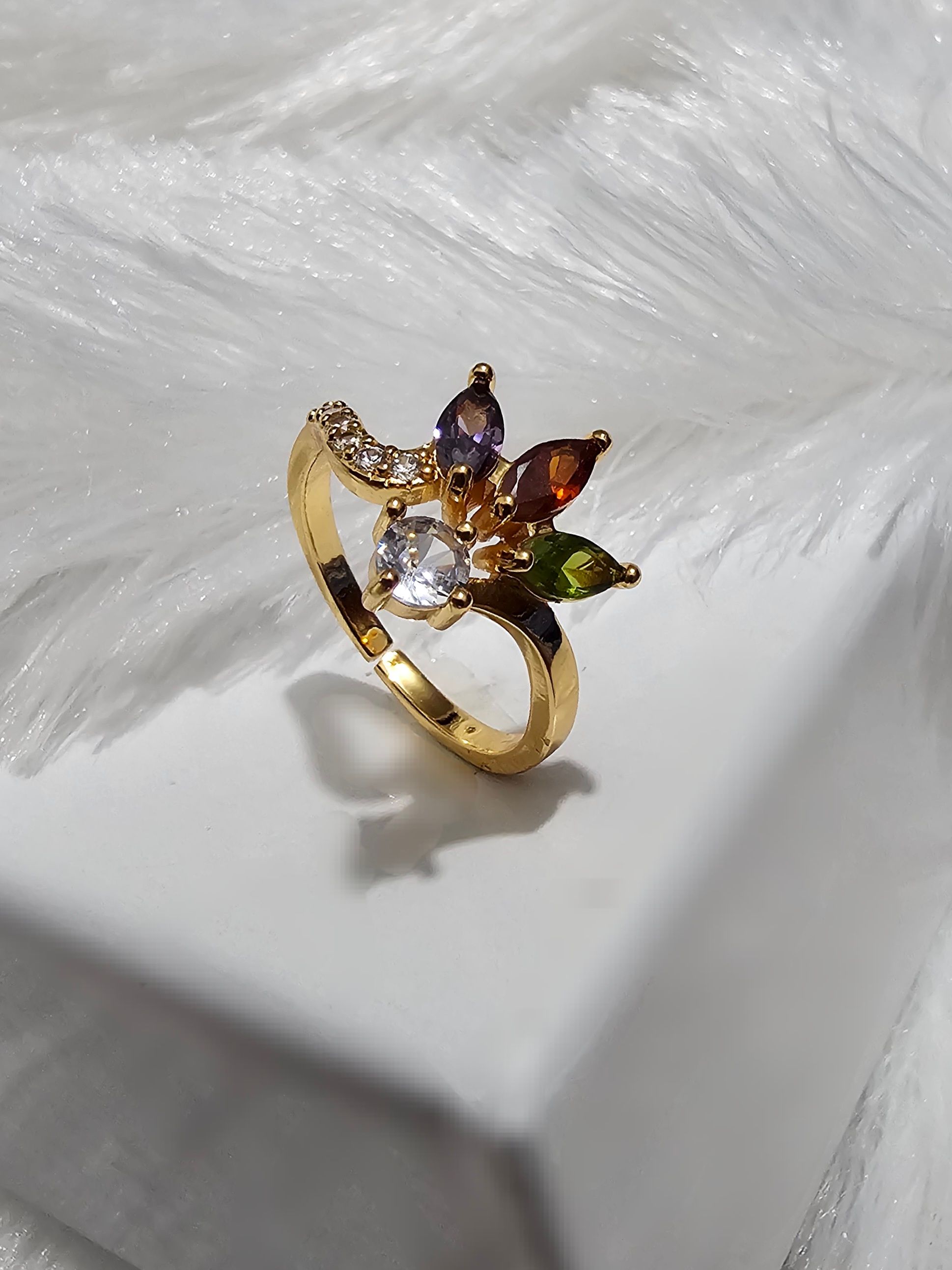 Copper Gold AD Stone Finger Ring_0