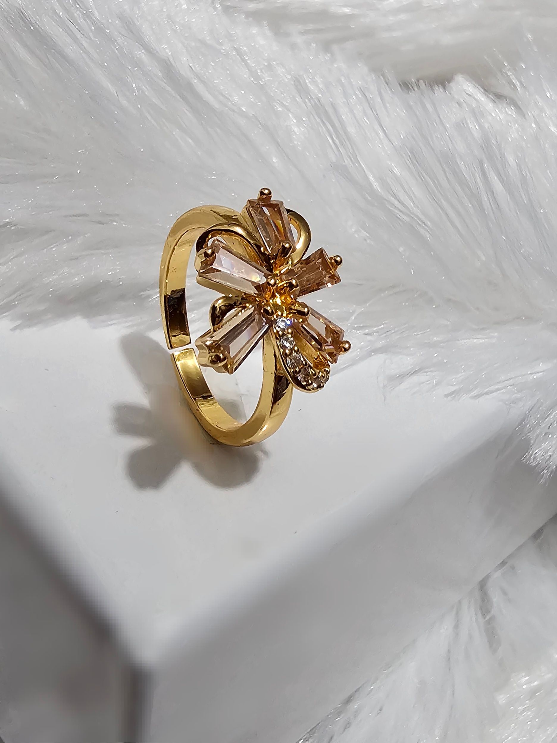 Copper Gold AD Stone Finger Ring _0