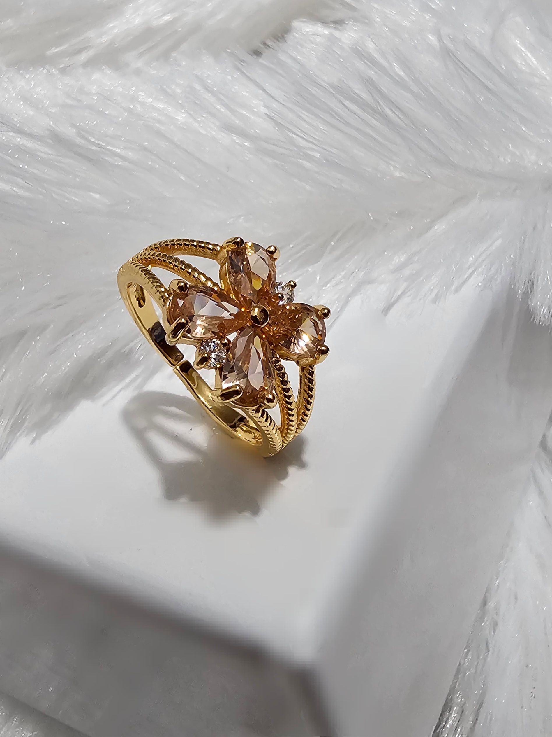 Copper Gold AD Stone Finger Ring _0