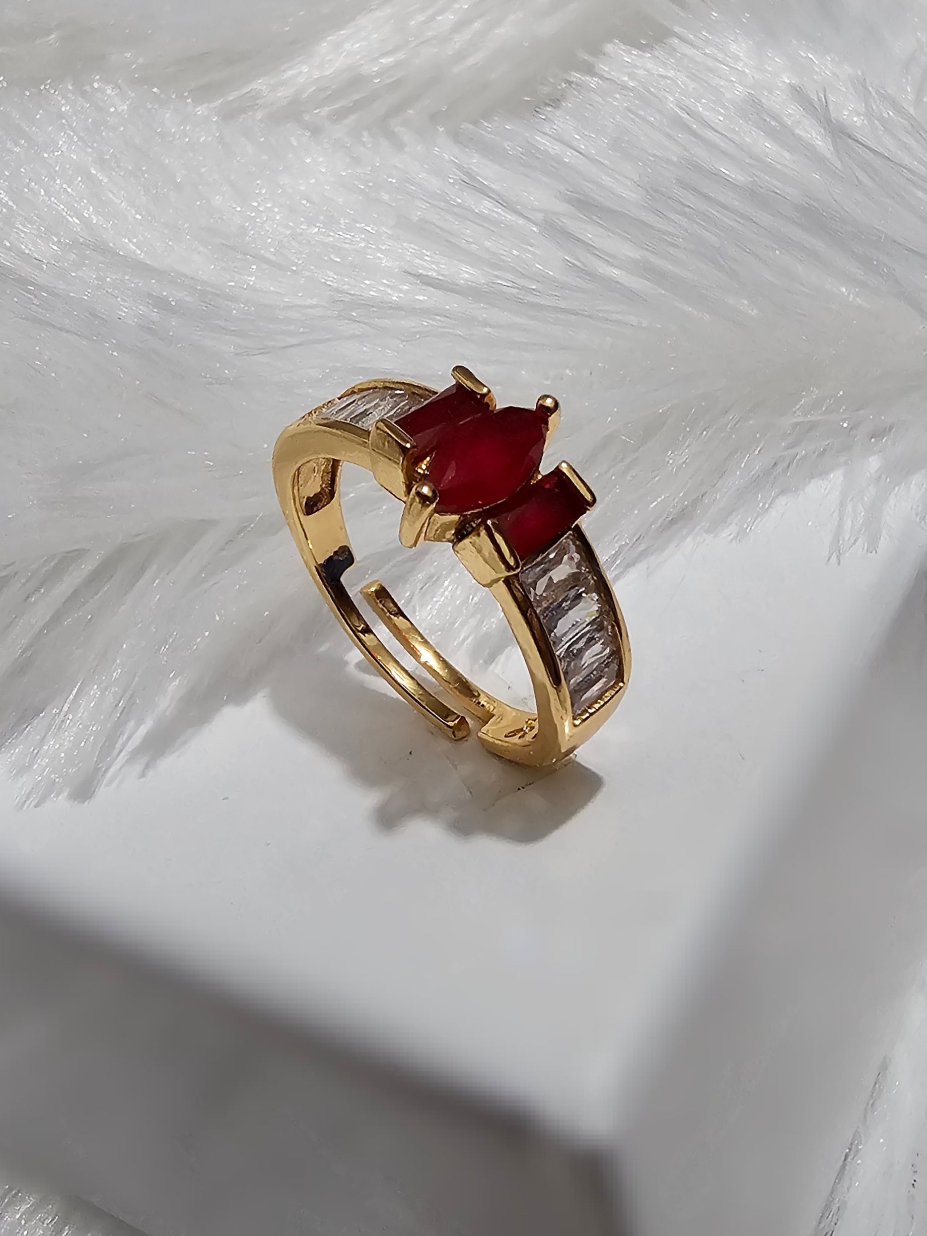 Copper Gold AD Stone Finger Ring_0