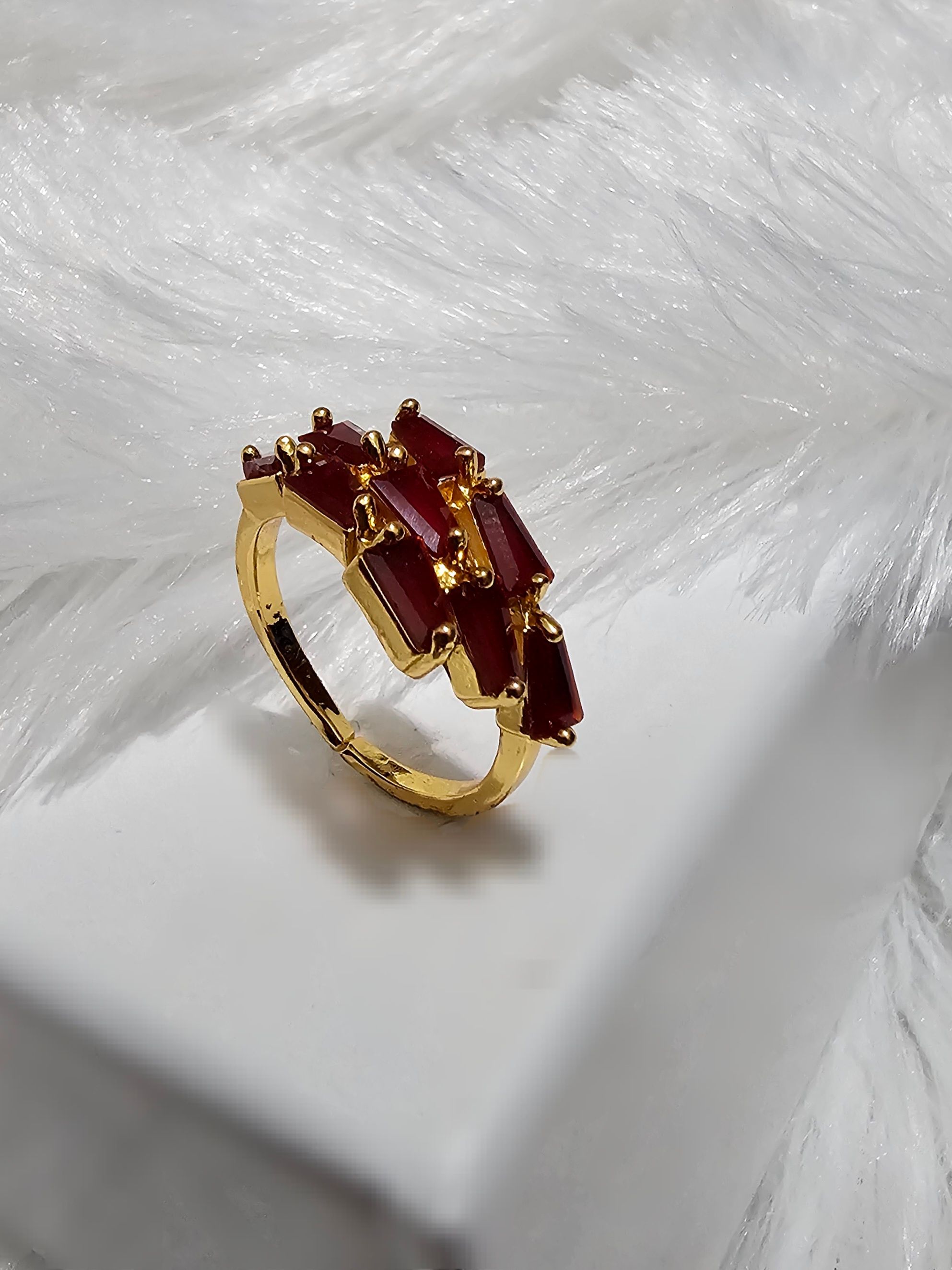 Copper Gold AD Stone Finger Ring _0