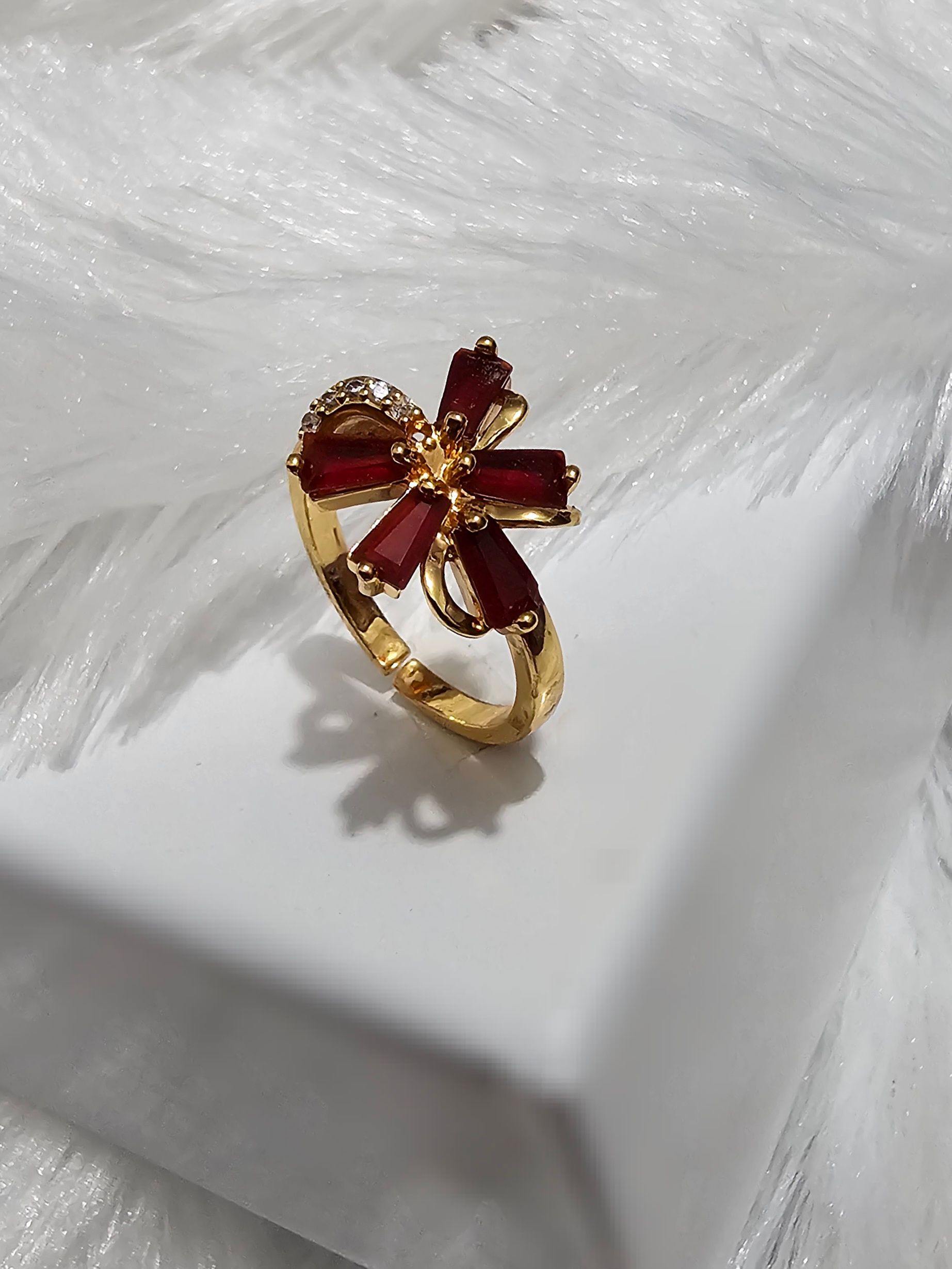 Copper Gold AD Stone Finger Ring _0