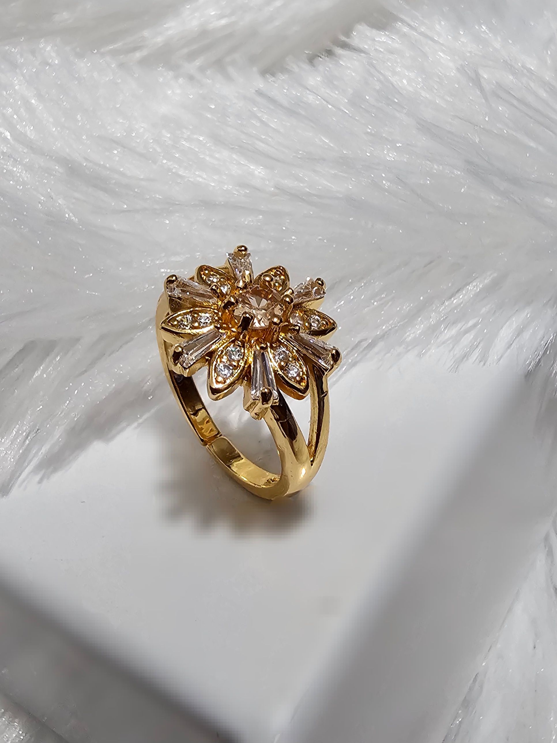 Copper Gold AD Stone Finger Ring _0