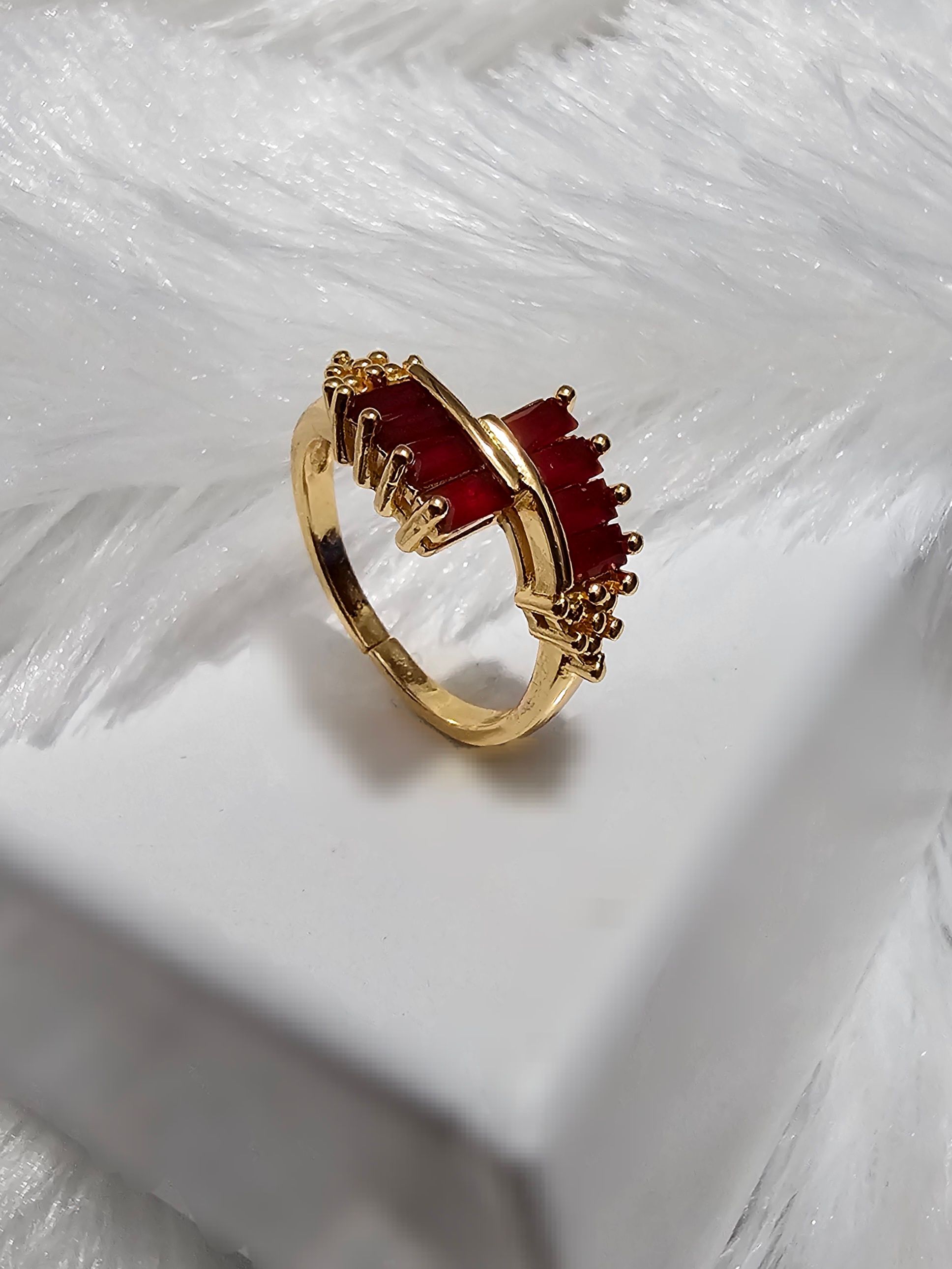 Copper Gold AD Stone Finger Ring _0