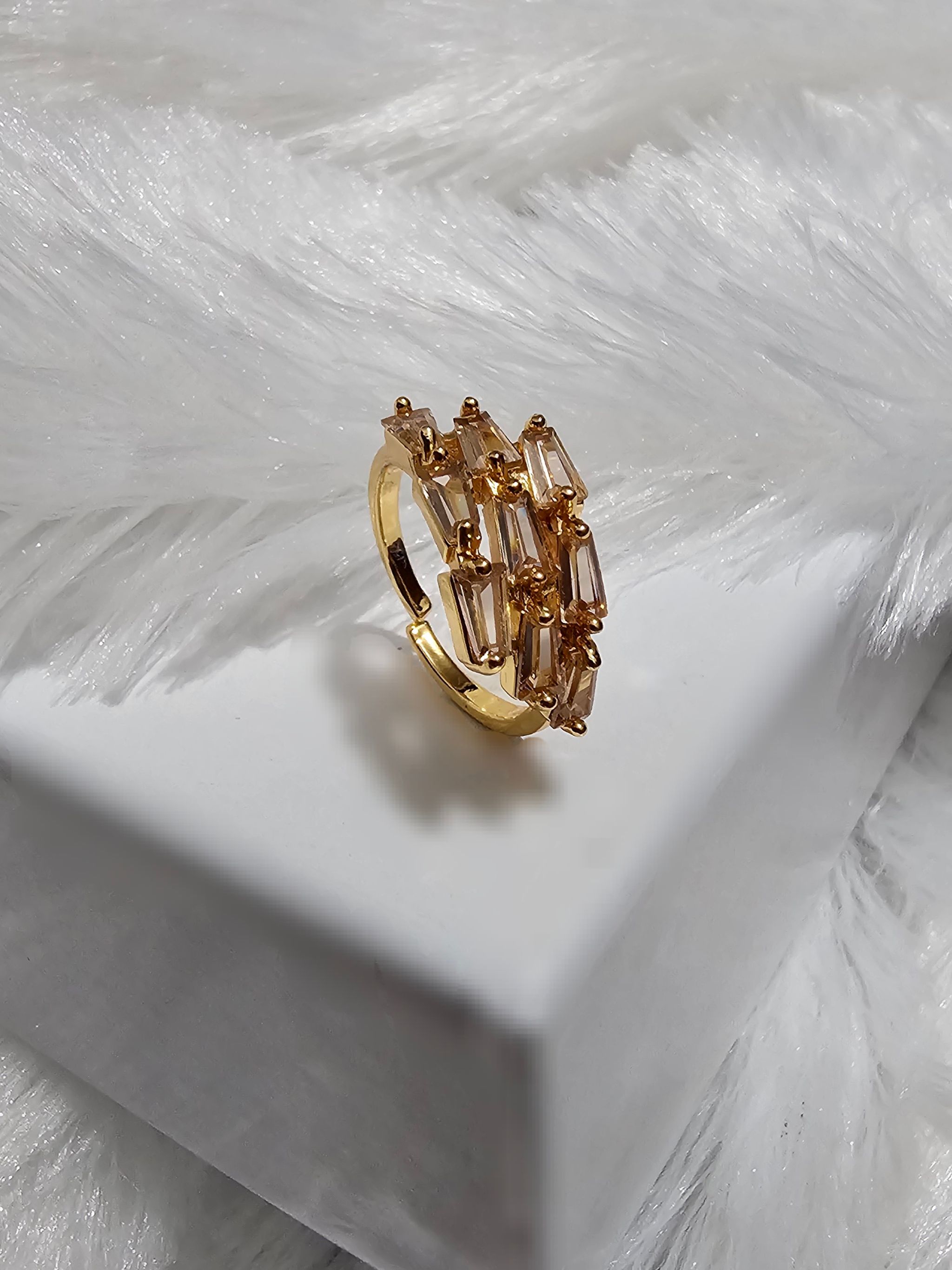 Copper Gold AD Stone Finger Ring  _0