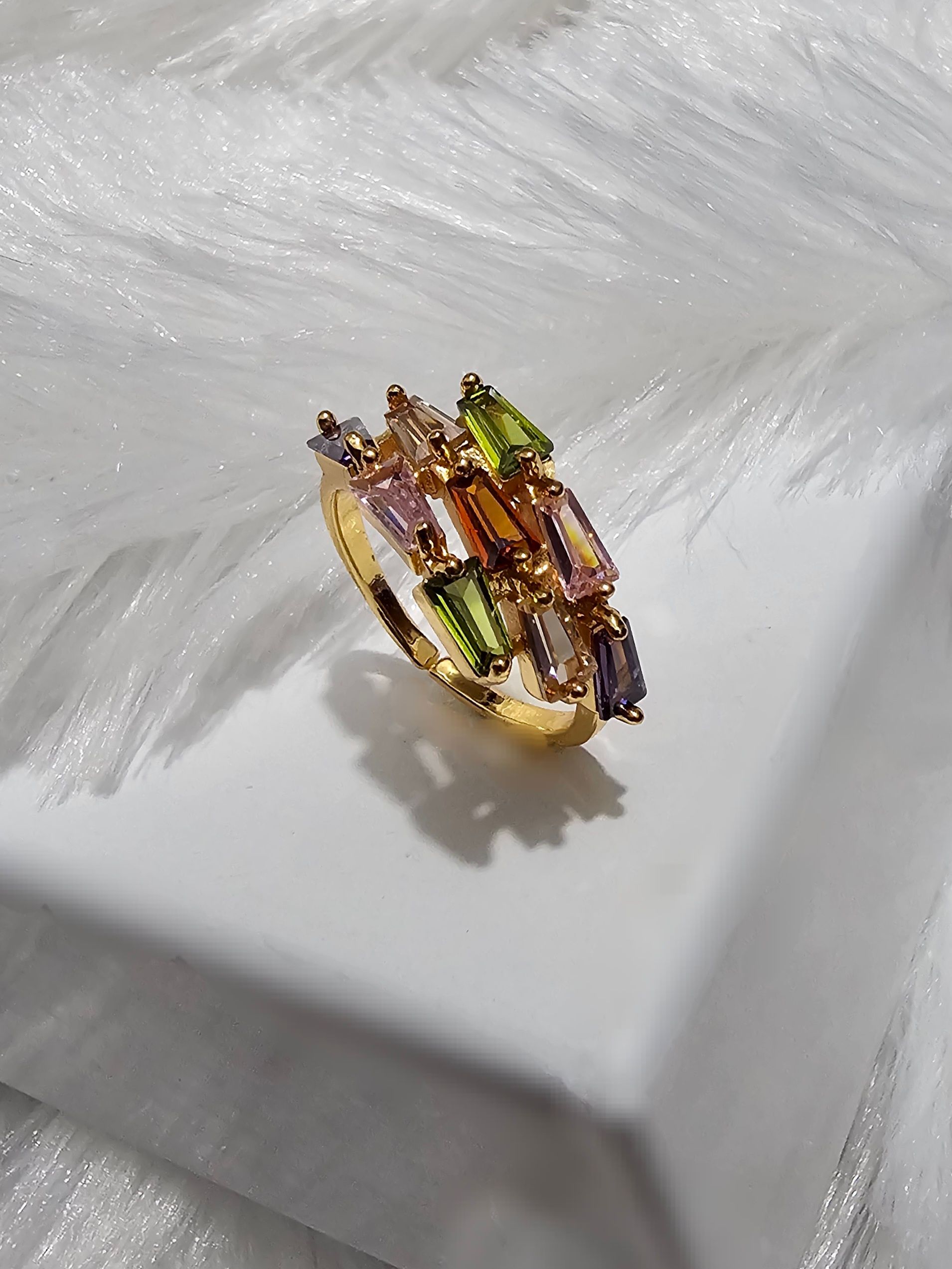 Copper Gold AD Stone Finger Ring _0