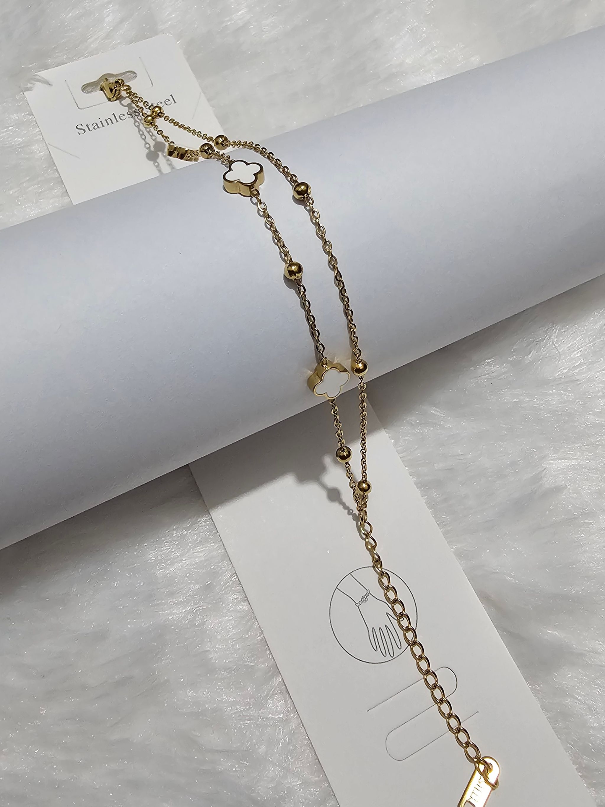 SS Gold White Stone Bracelet _0