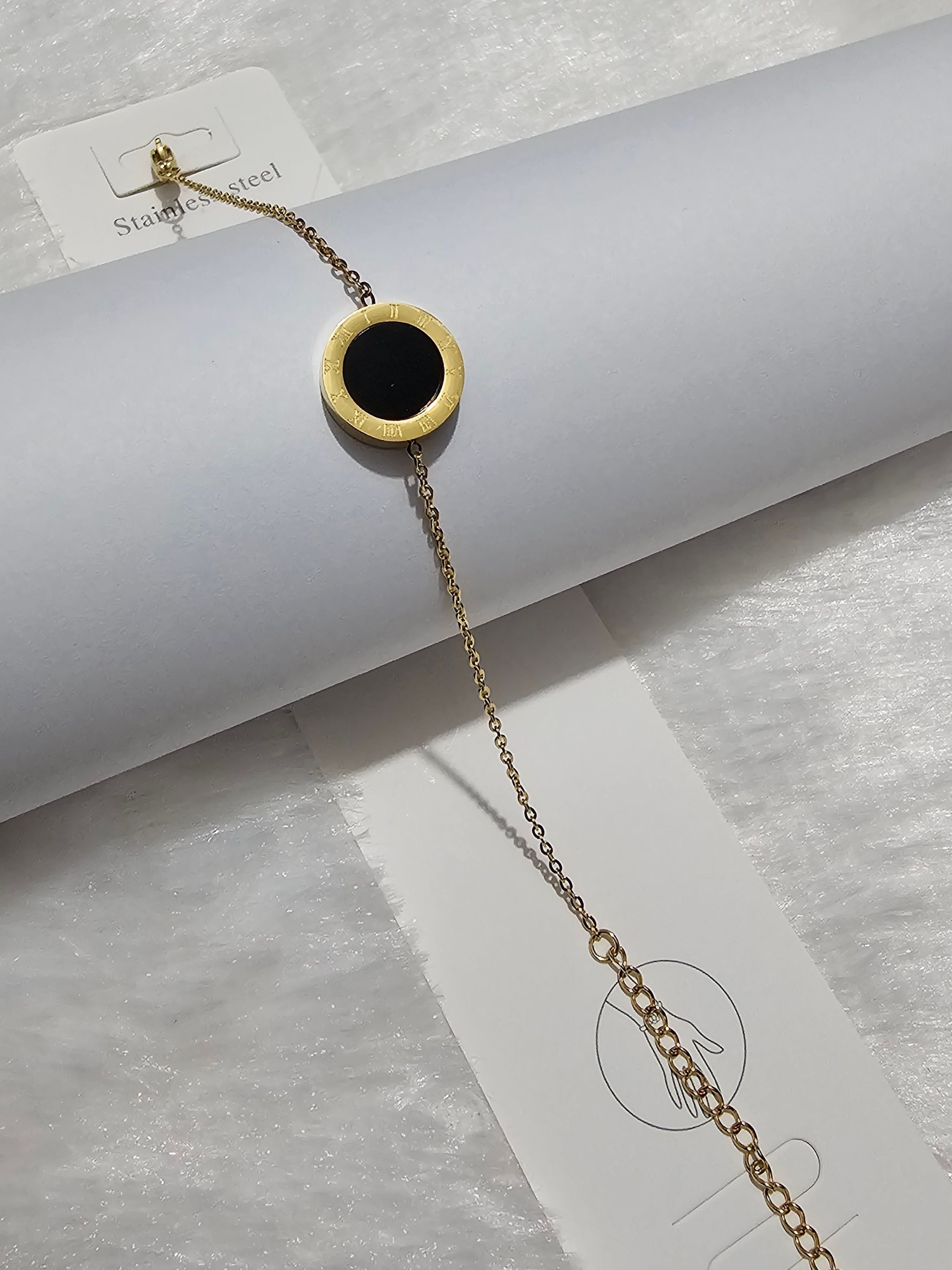 SS Gold Black Stone Bracelet_0