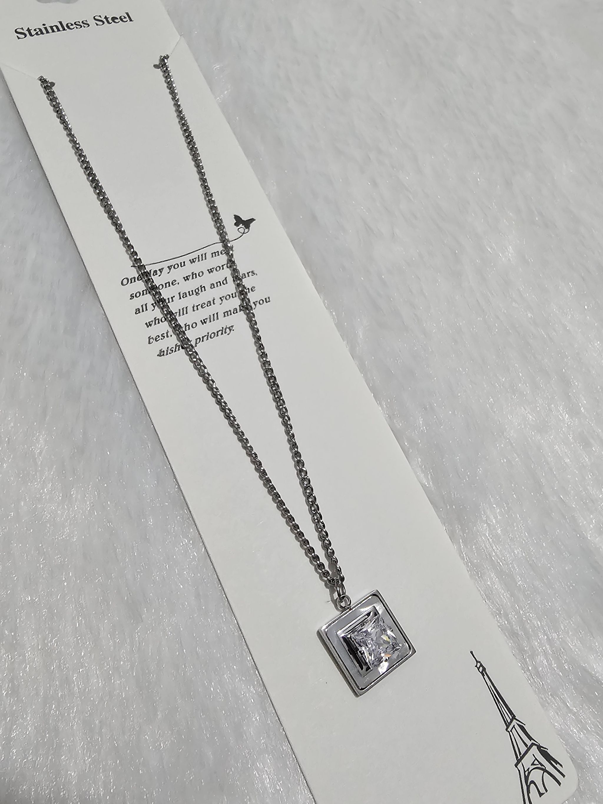 SS Stone Silver Pendent Necklace_0