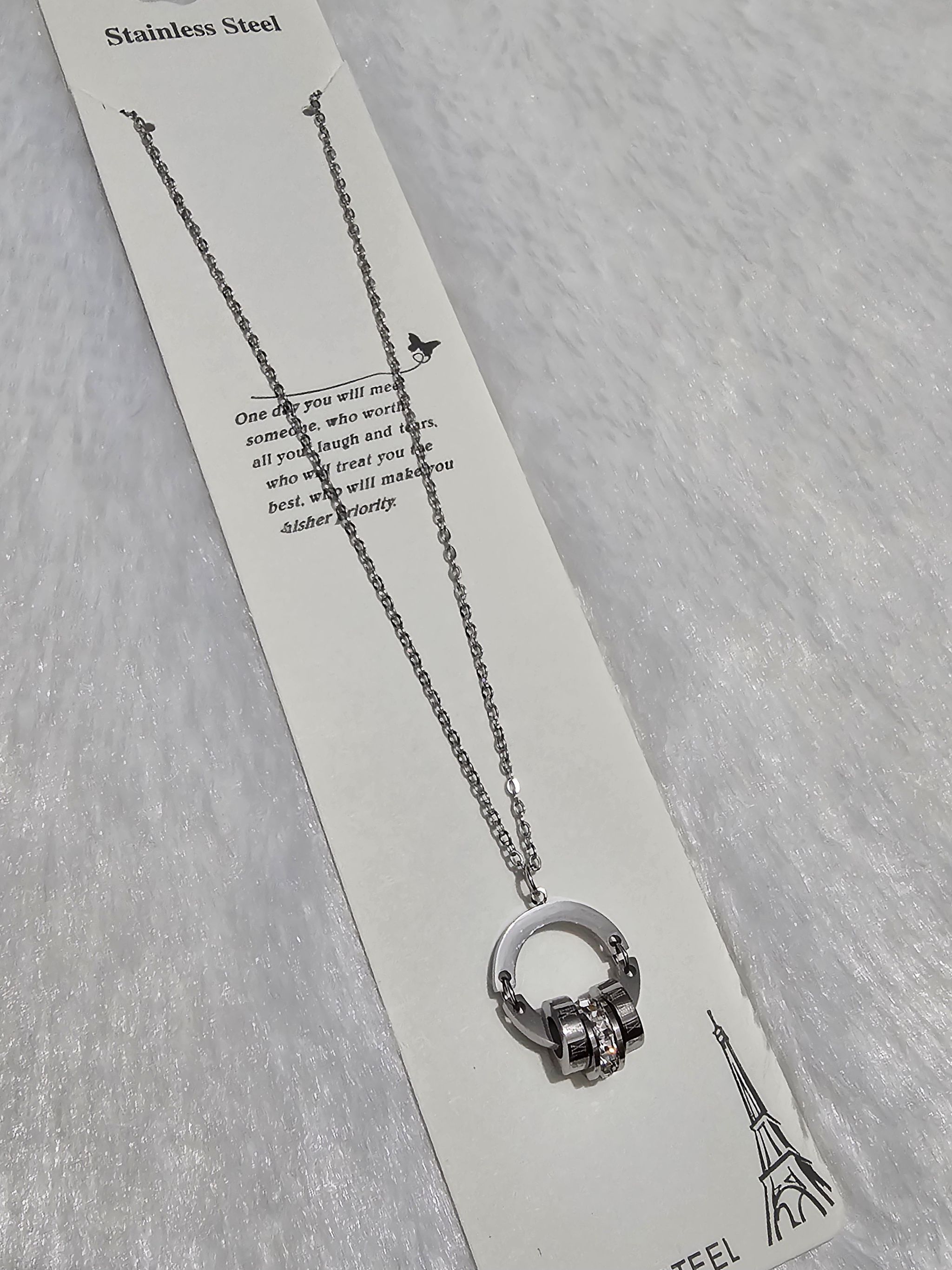 SS Stone Silver Pendent Necklace _0