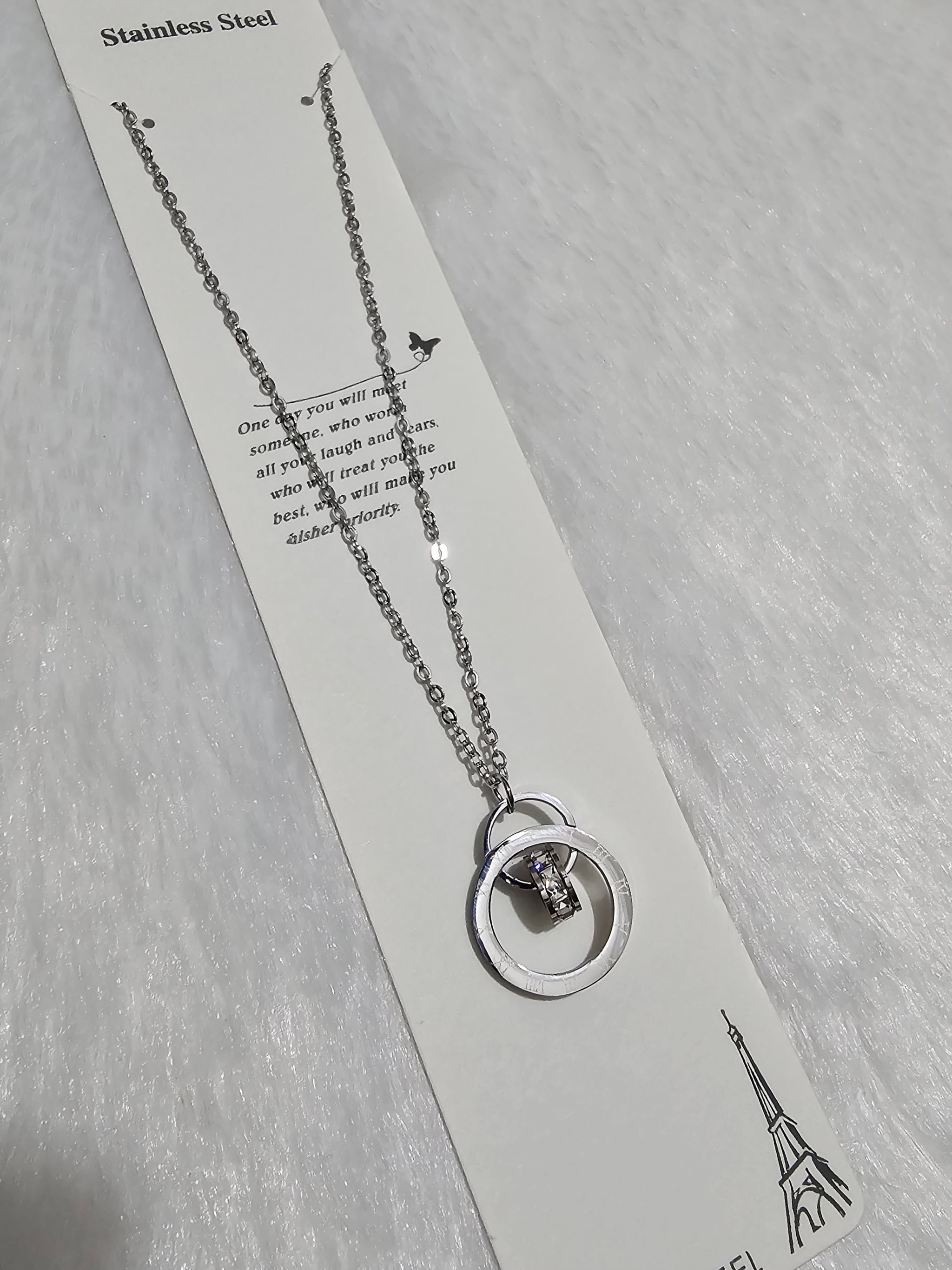 SS AD Stone Silver Pendent Necklace_0