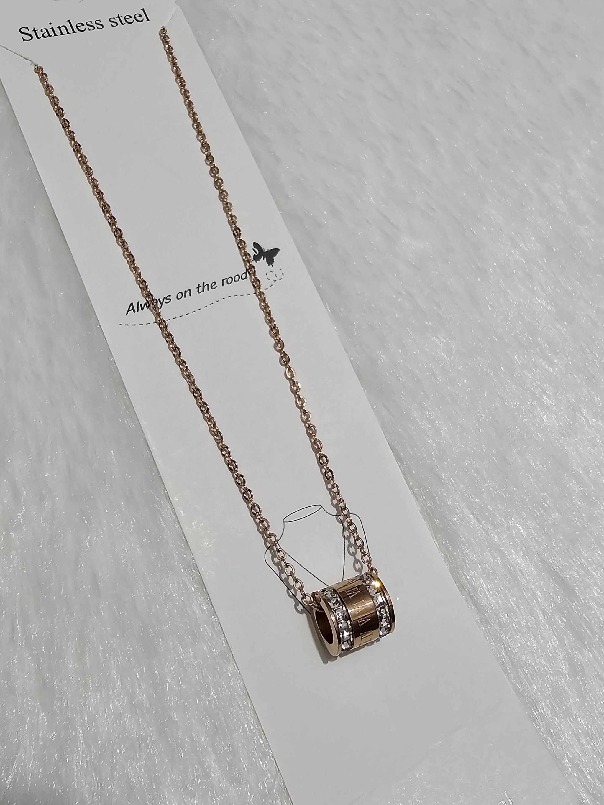 SS AD Stone Rose Pendent Necklace_0