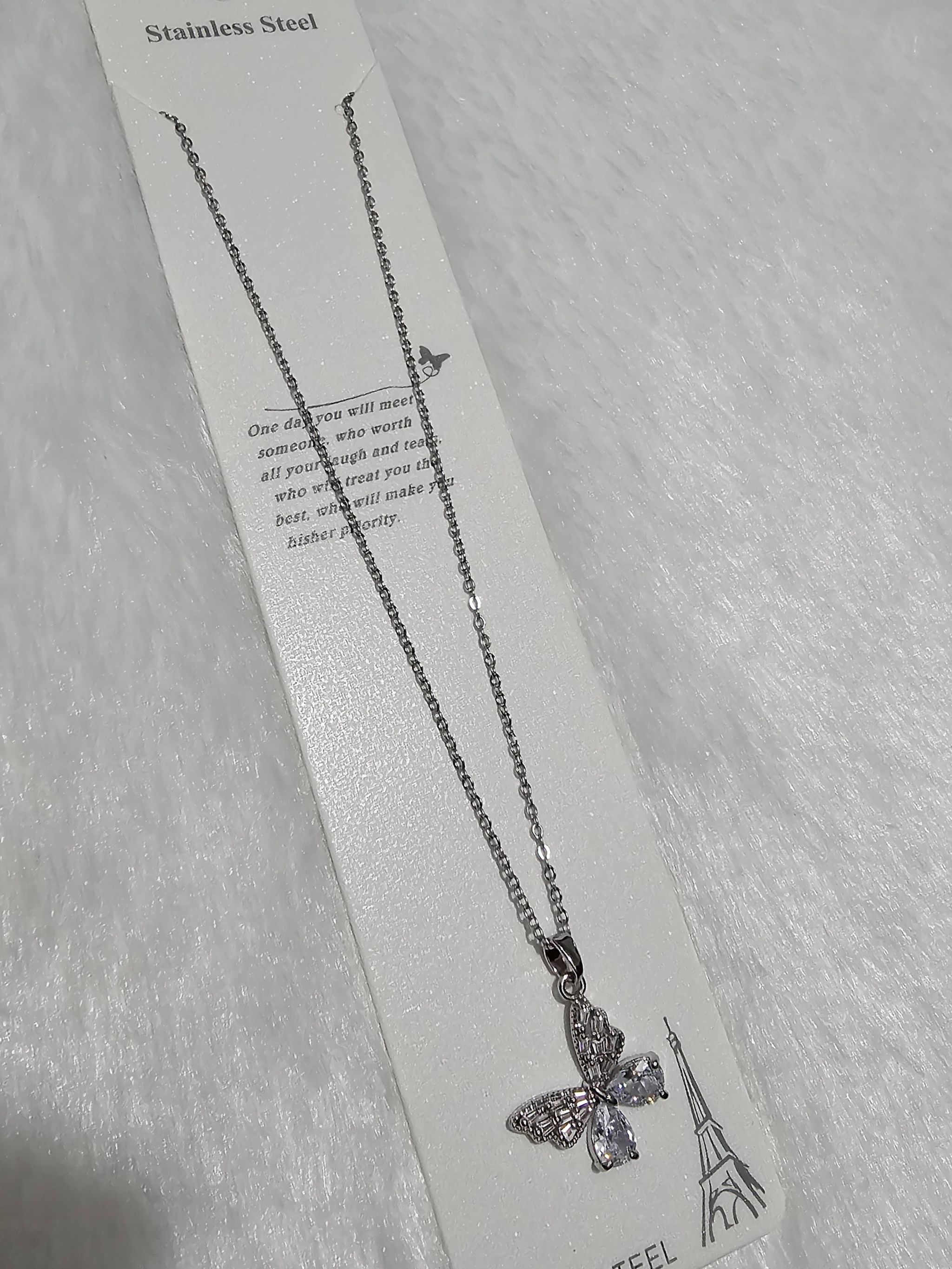 SS AD Stone Silver Pendent Necklace_0