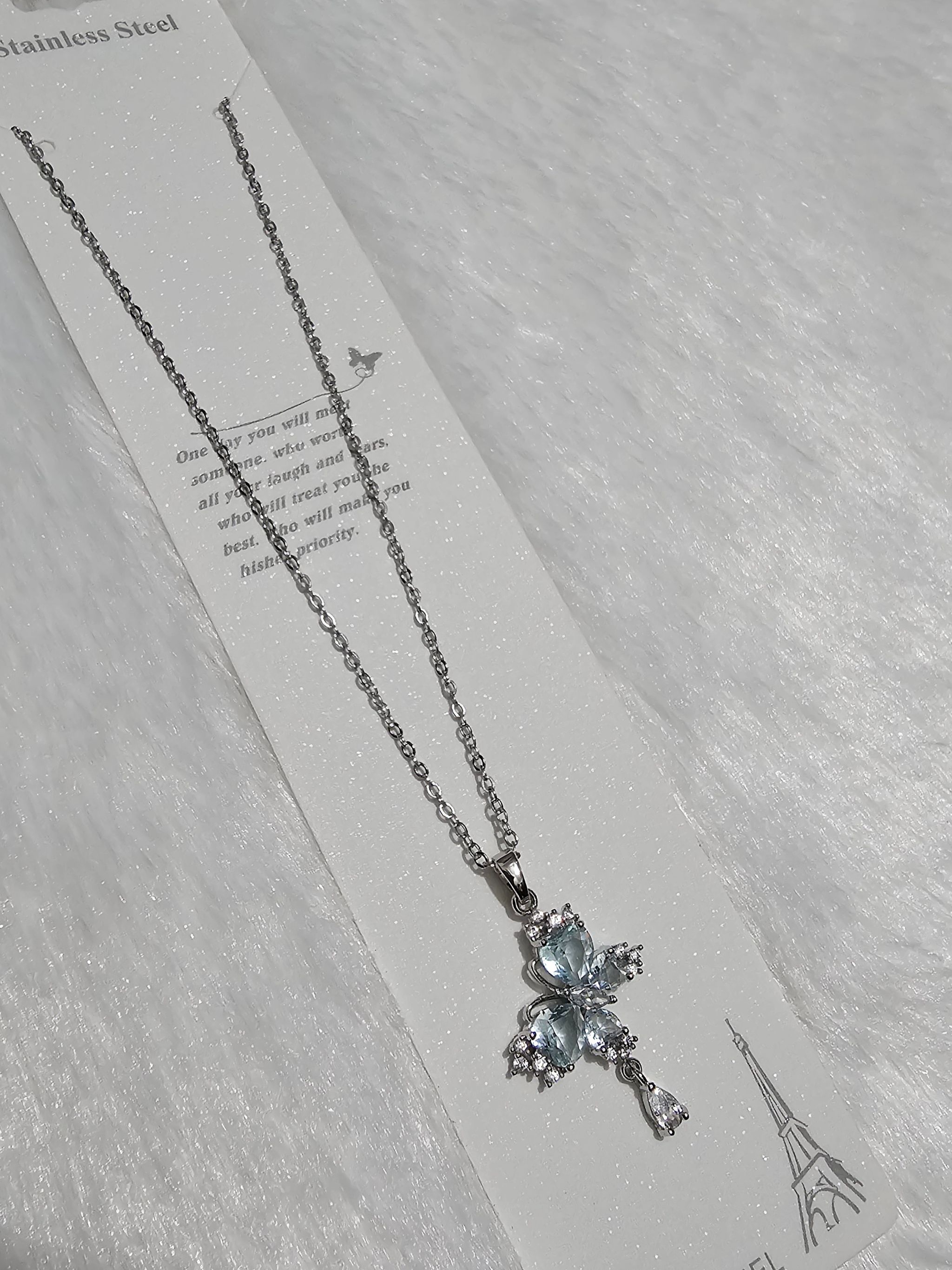 SS AD Stone Silver Pendent Necklace_0
