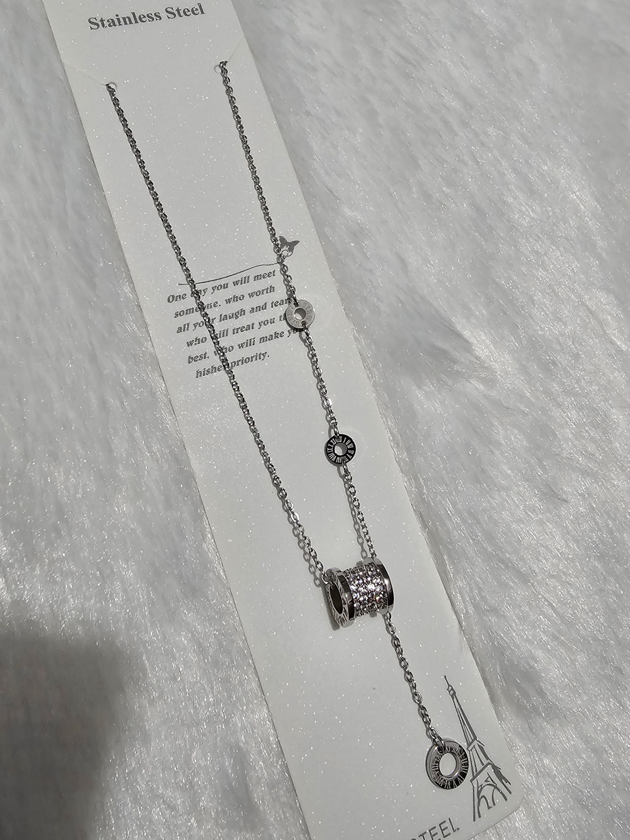 SS AD Stone Silver Pendent Necklace _0