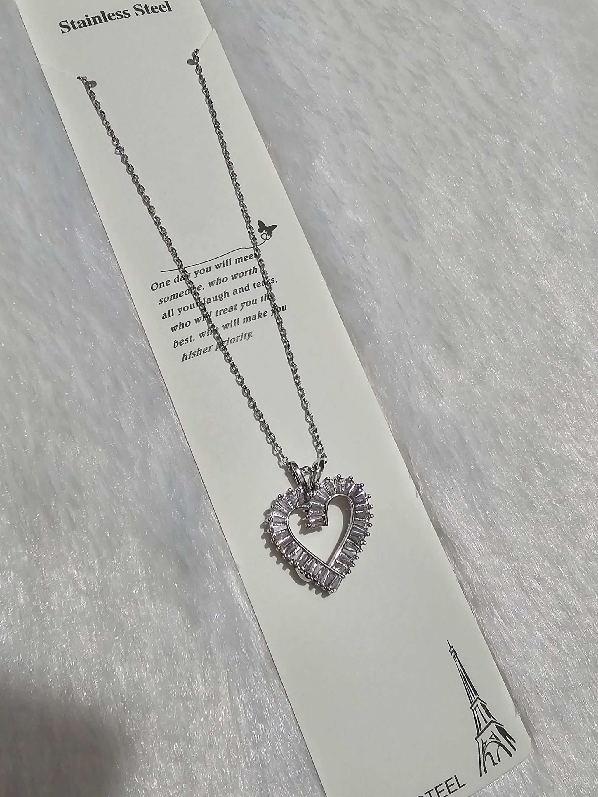 SS AD Stone Silver Pendent Necklace_0