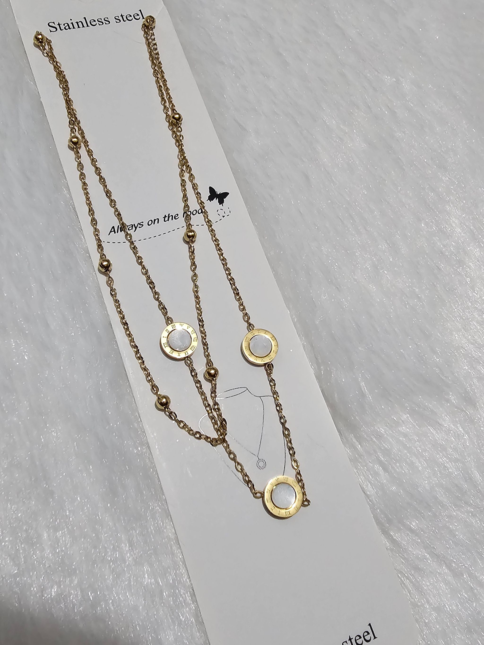 SS AD Stone Gold Pendent Necklace _0