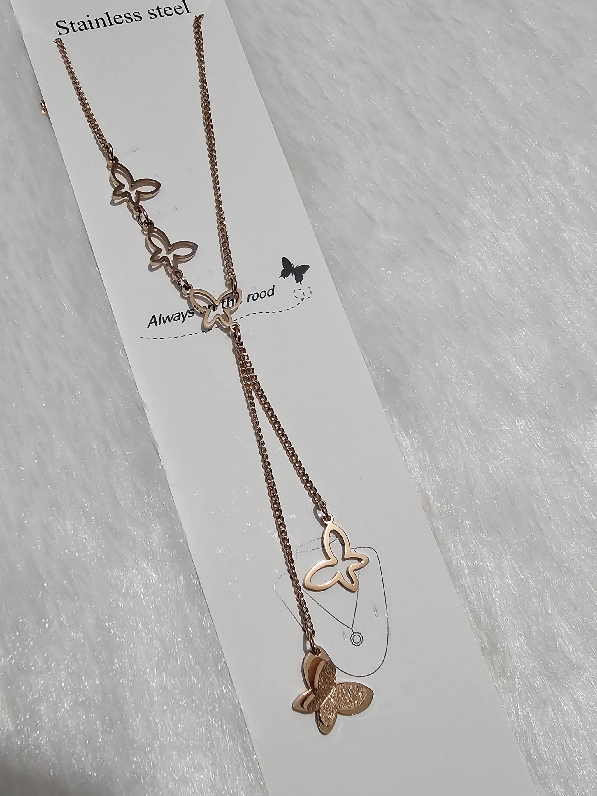 SS AD Stone Rose Gold Pendent Necklace_0