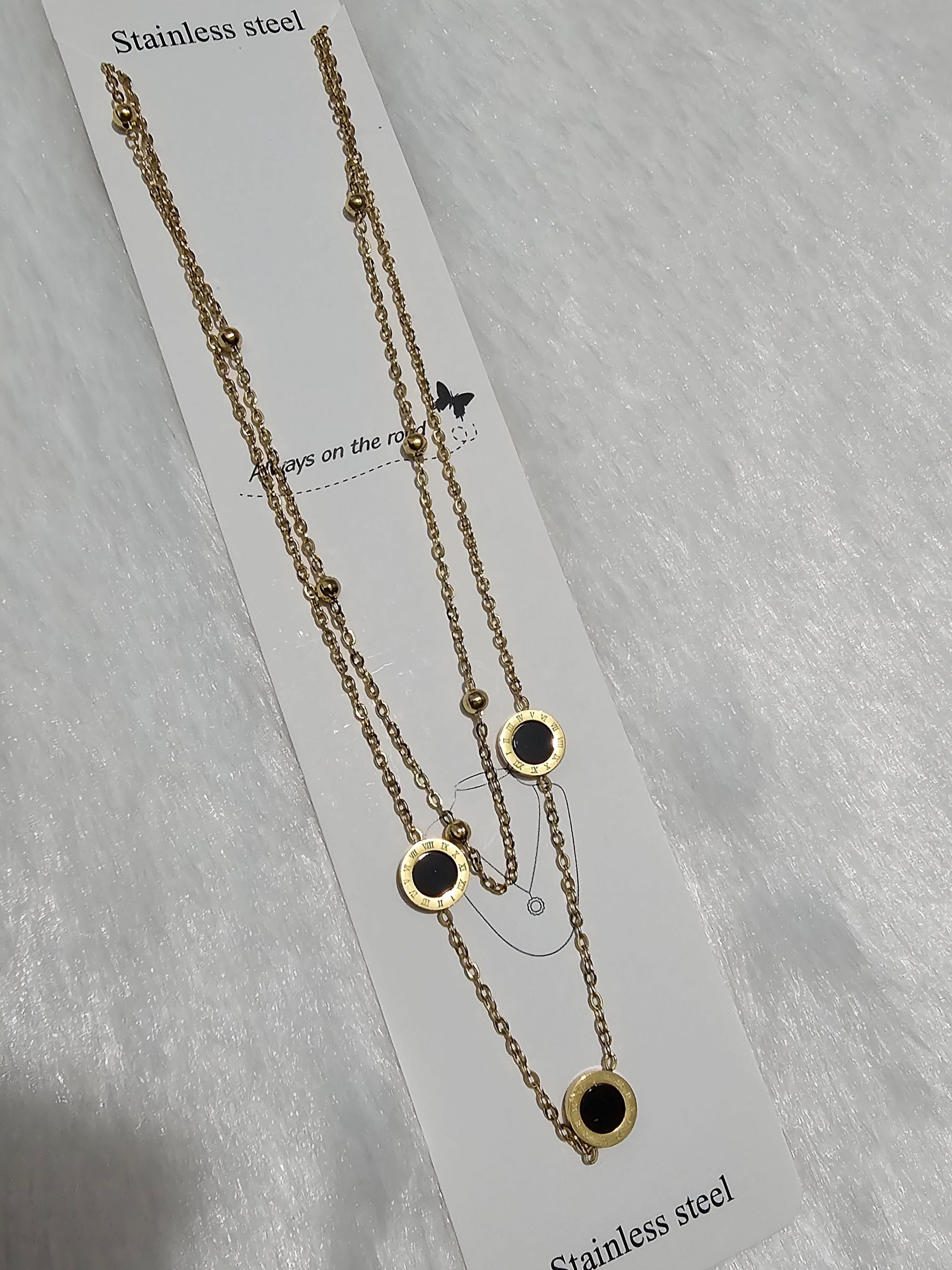 SS AD Stone Gold Pendent Necklace _0