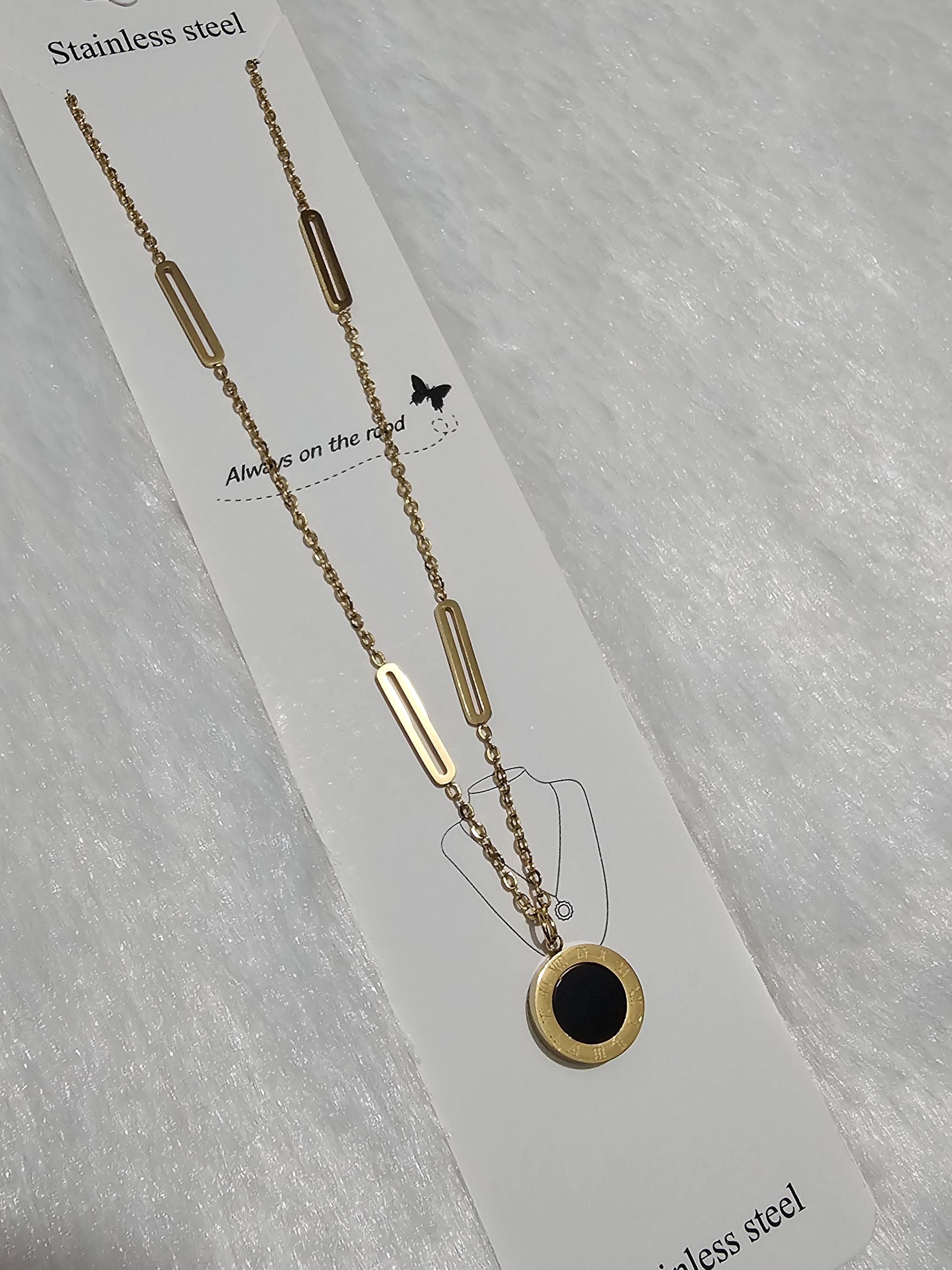 SS AD Stone Gold Pendent Necklace _0