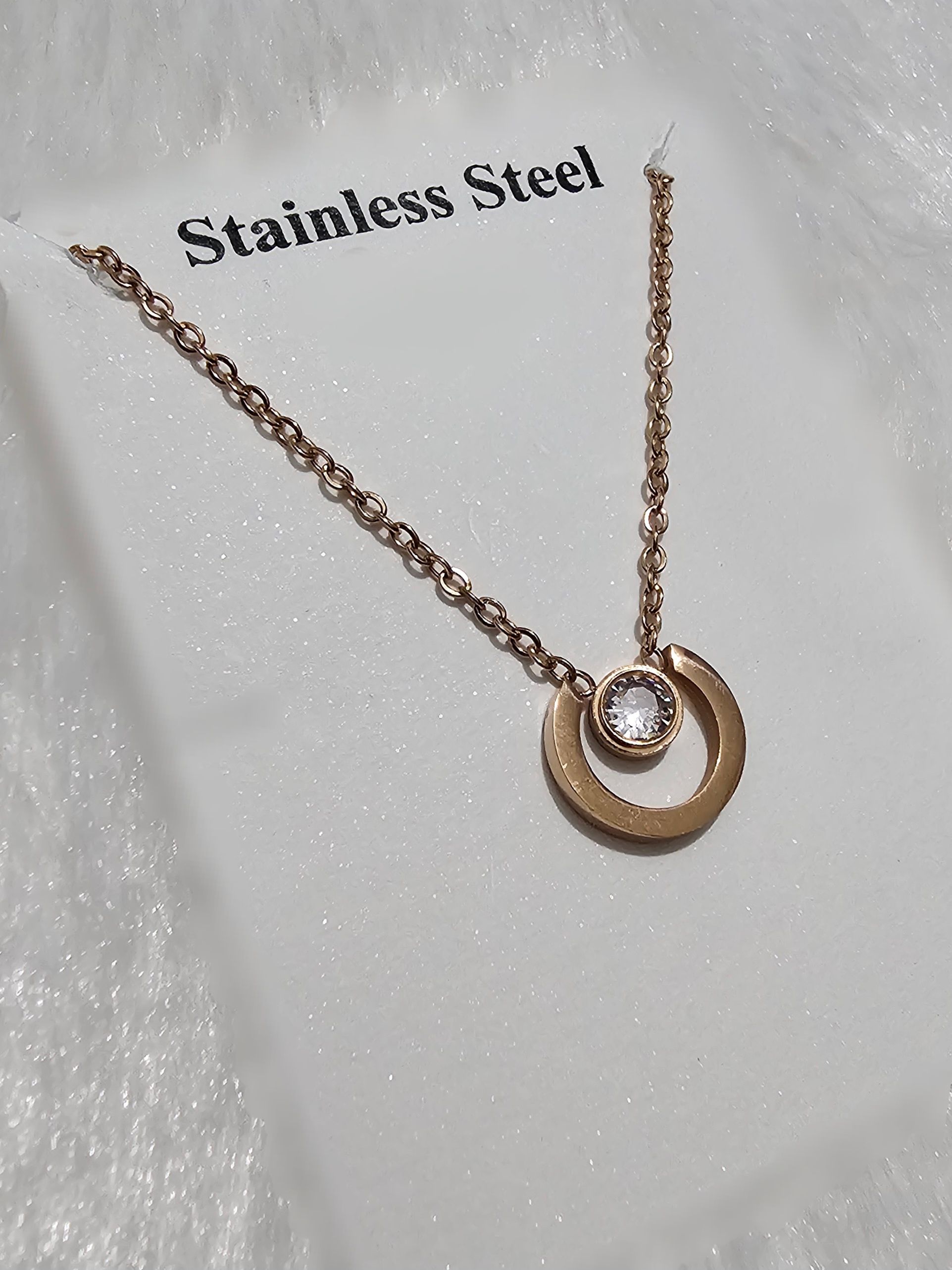 SS Rose Gold Pendent Chain _0