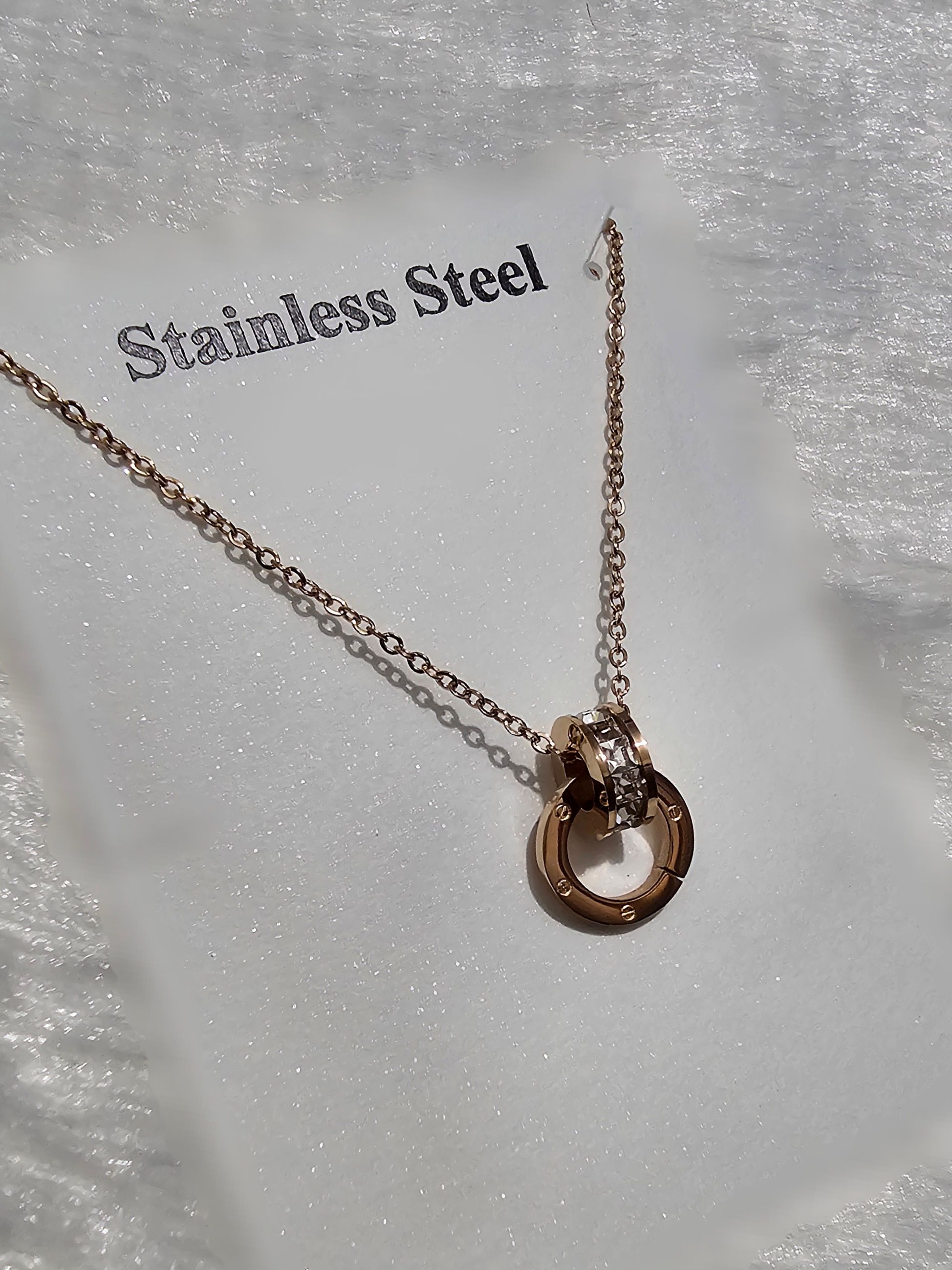 SS Rose Gold Pendent Chain _0