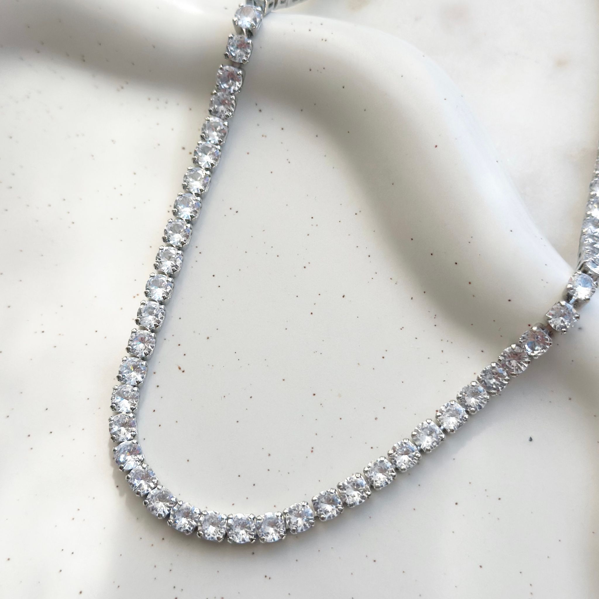 Silver Large Tennis Necklace_0