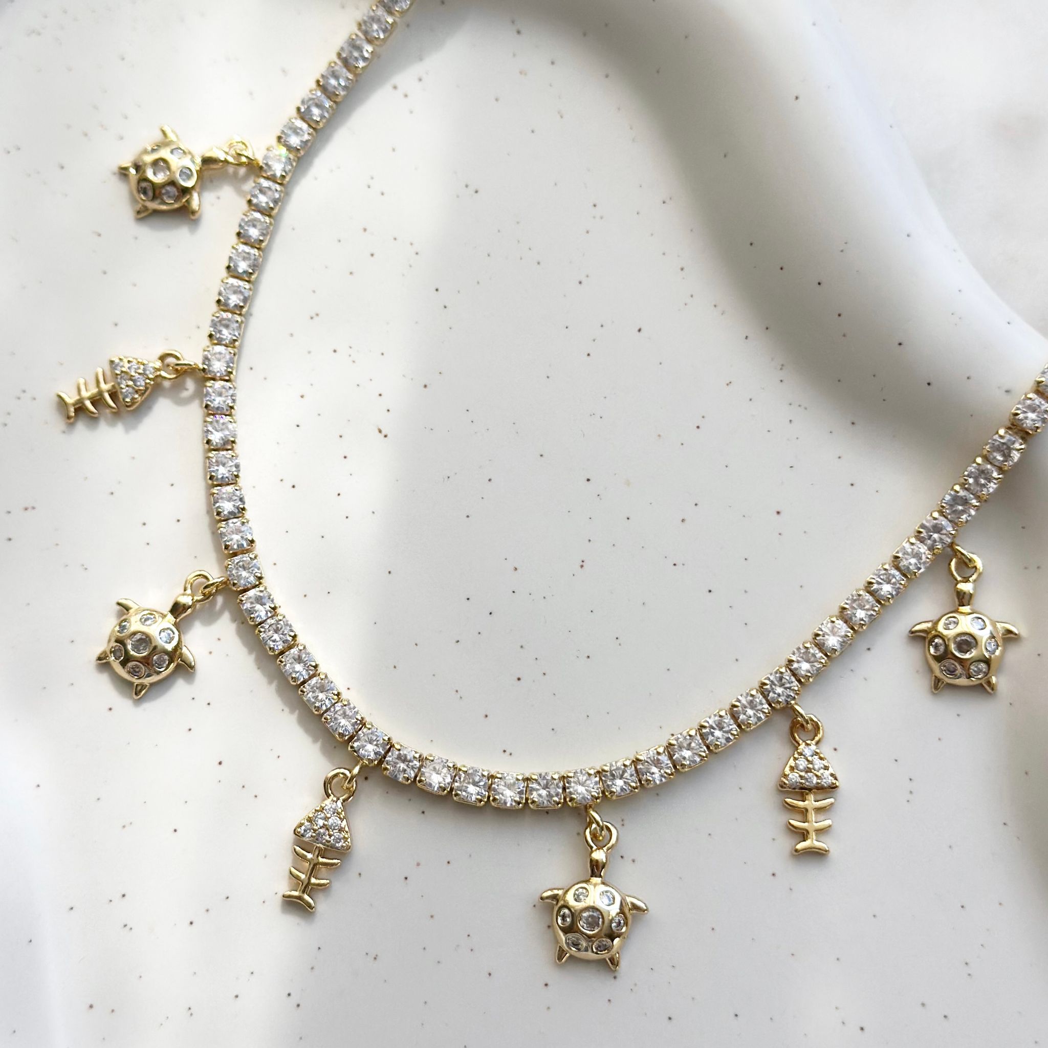 Summer Vibes Tennis Charm Necklace_0