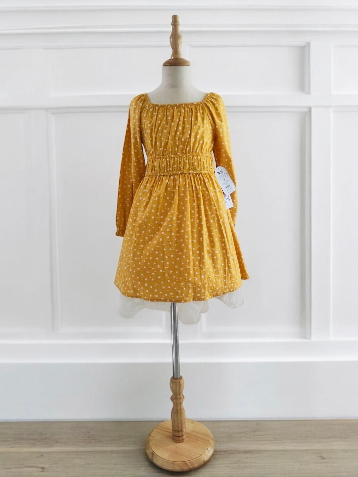 Summer Yellow & Wht dot dress Sz5_0