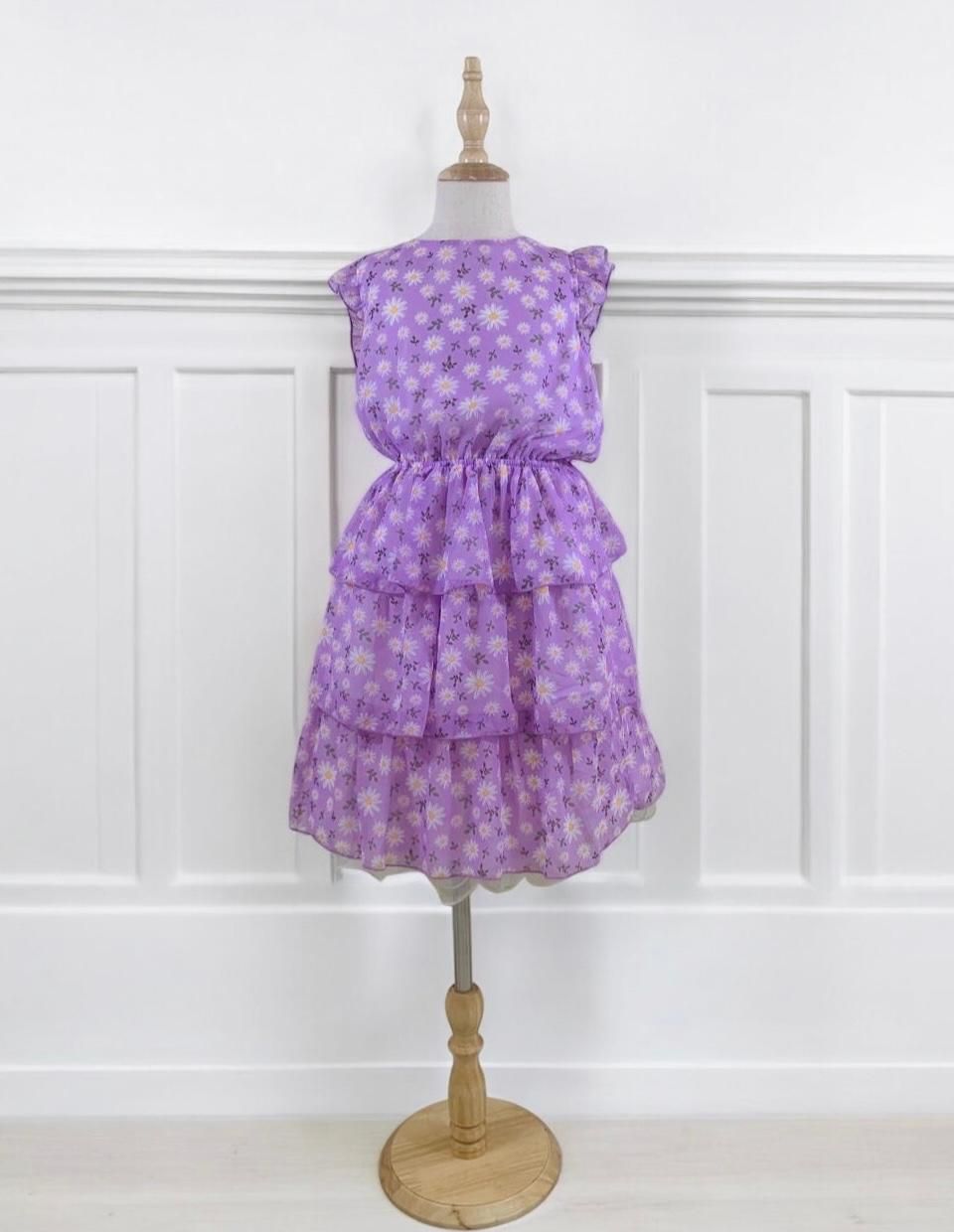 Vestido morado  floral Sz 12_0