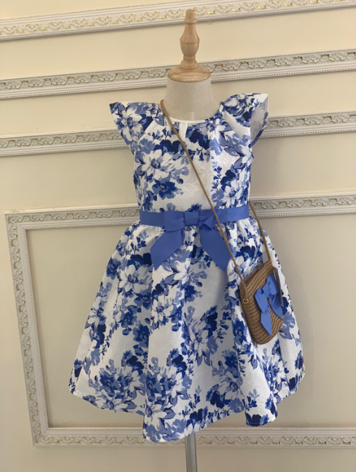 Blue Floral Dress Sz 6,8,10_0