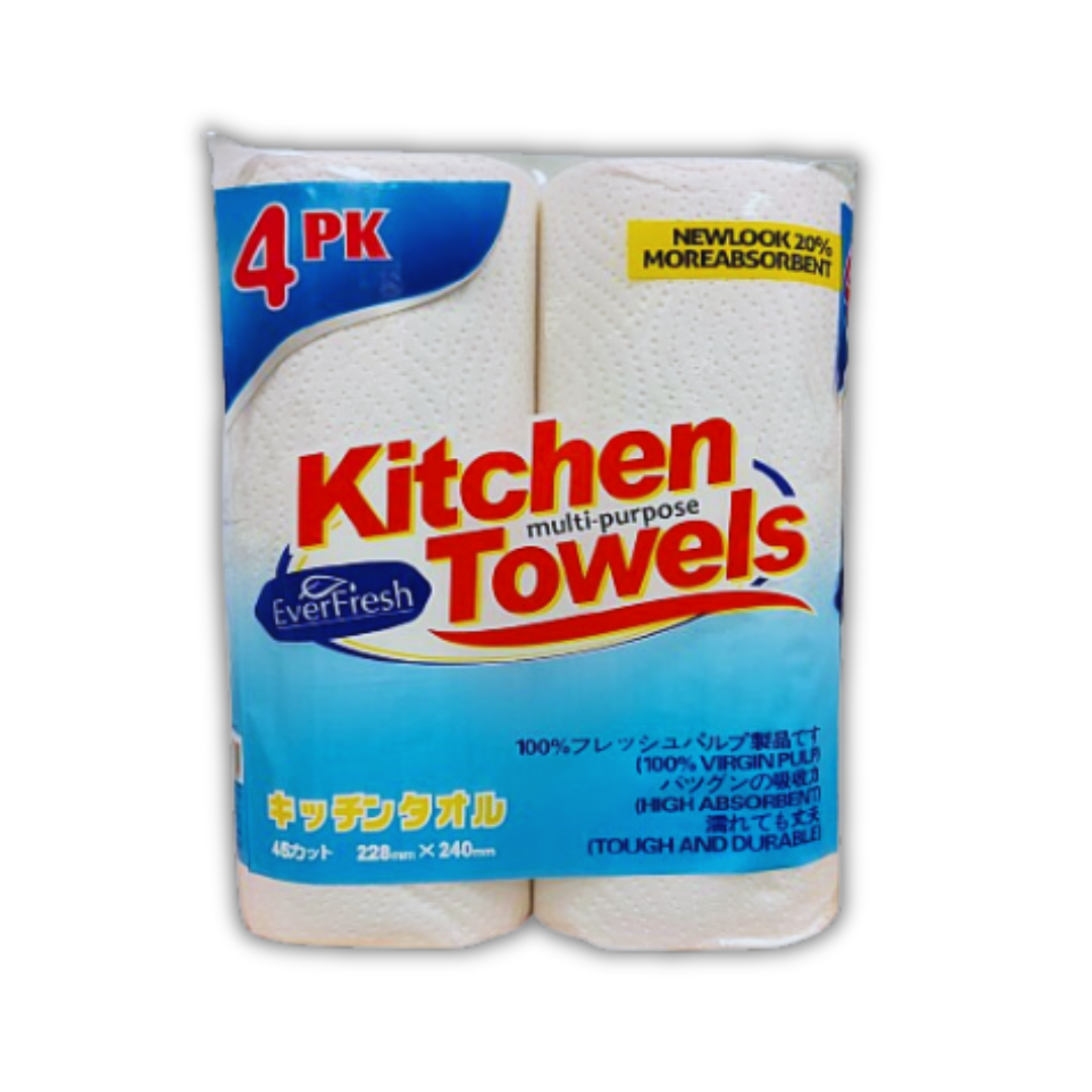 Everfresh Multi Purpose Kitchen Paper Towels 4 Rolls x 45 Sheets 2 Ply_0