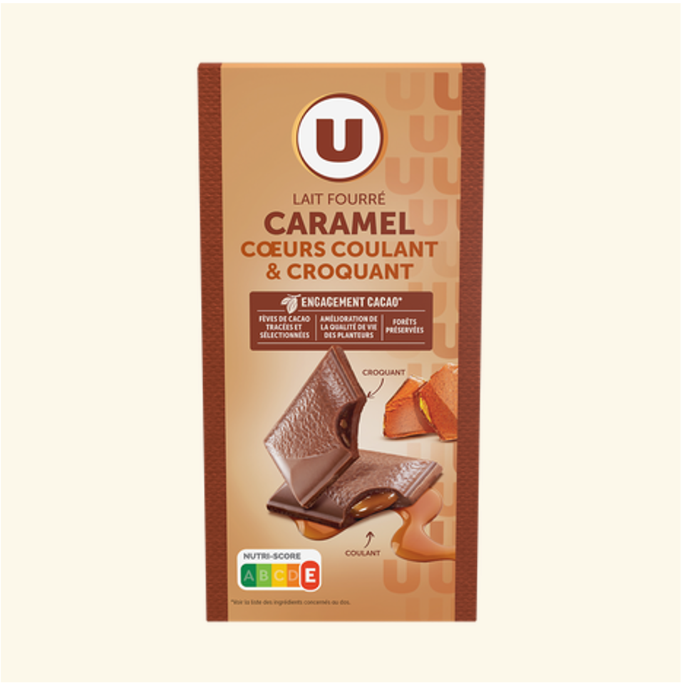 U Chocolat au Lait Fourré Caramel Coeur Coulant et Croquant 150g_0