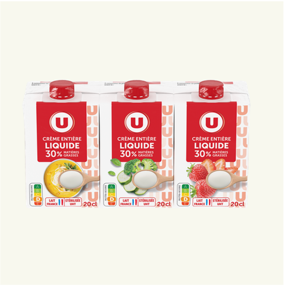 U Crème Entière Liquide 30% de Matières Grasses 3x20cl_0