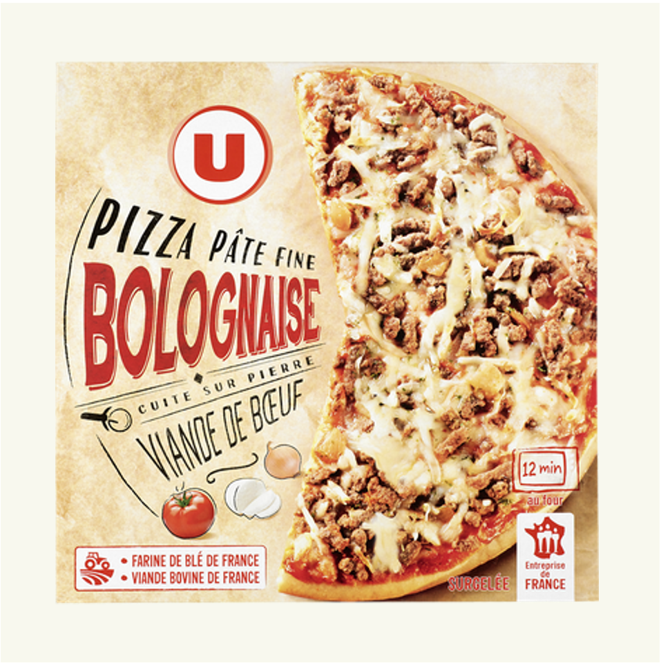U Pizza Bolognaise Viande de Boeuf Cuite sur Pierre 330g_0