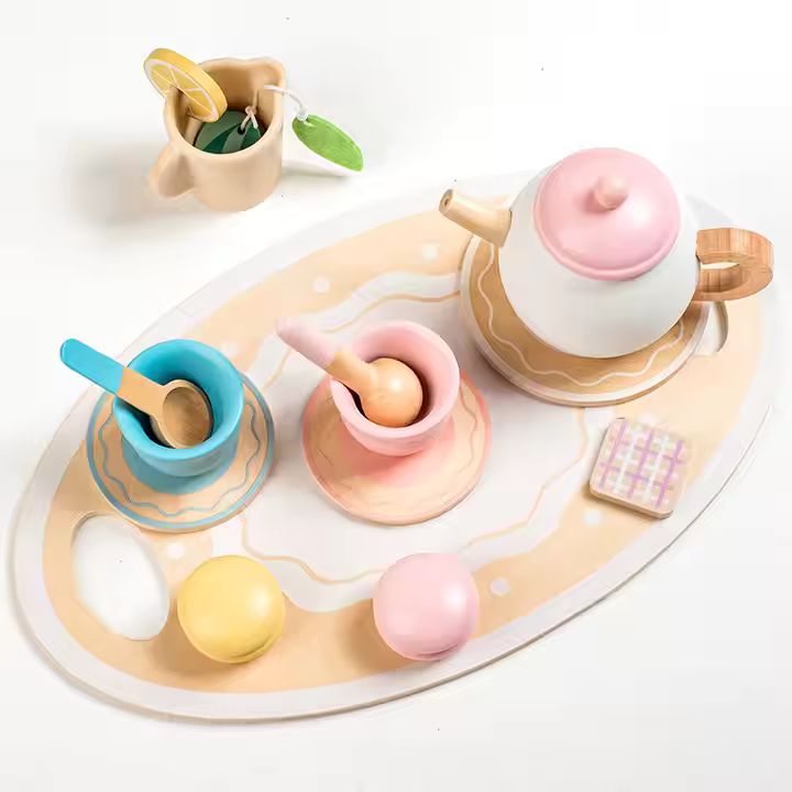 Tea Set Cake Dessert wooden_2