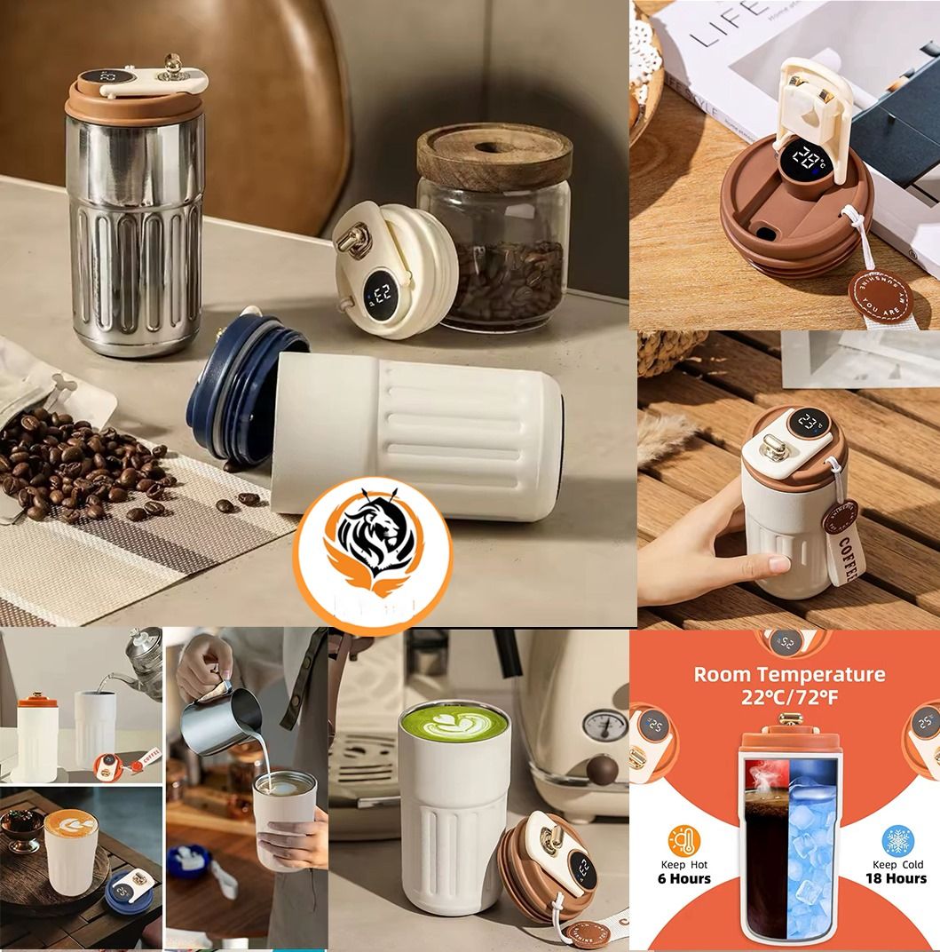 Lotvic Coffee Flask with Temperature Display – Stainless Steel Thermal Travel Mug ☕❄️🔥_0
