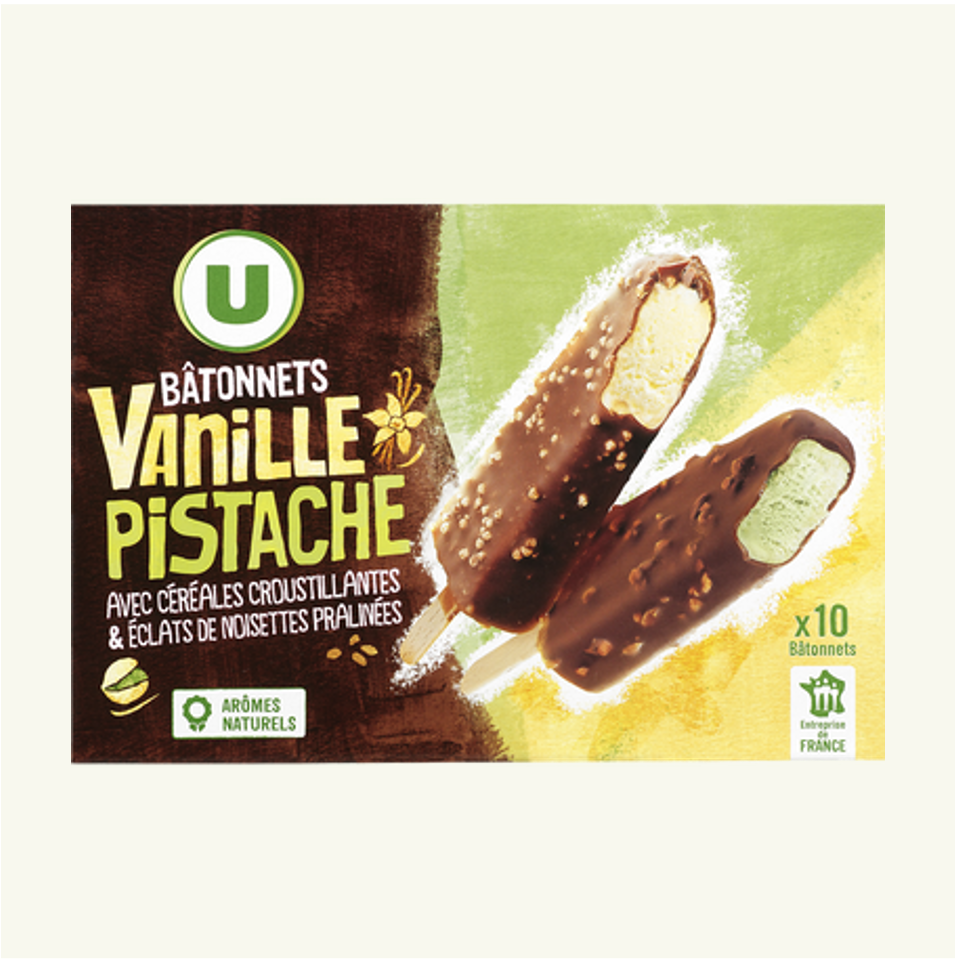 U Bâtonnets Vanille Pistaches, 10 bâtonnets_0