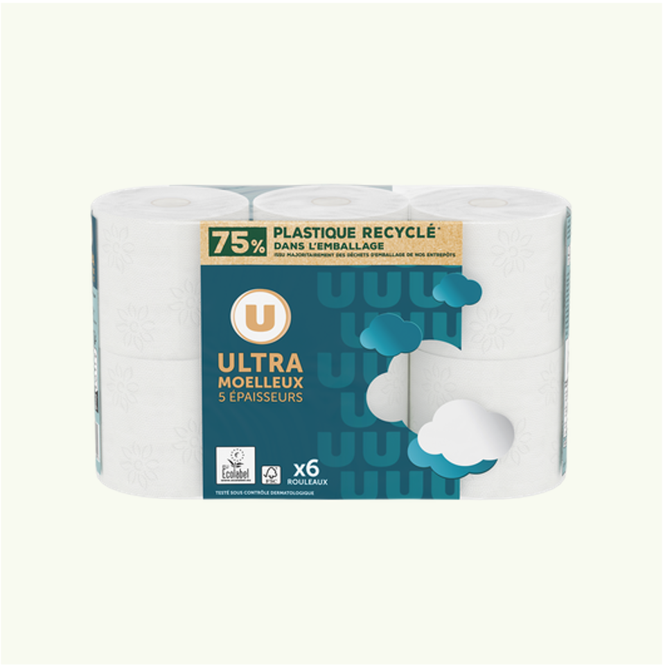 U Papier Hygiénique Ultra-Moelleux 5 Epaisseurs 6 rouleaux_0