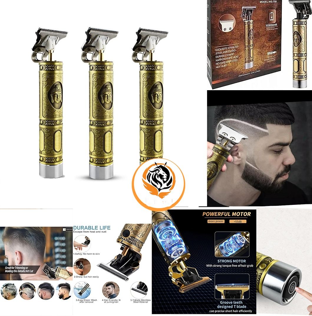 Vintage T9 Gold Cordless Hair Trimmer – Precision Grooming with Classic Style ✂️✨_0