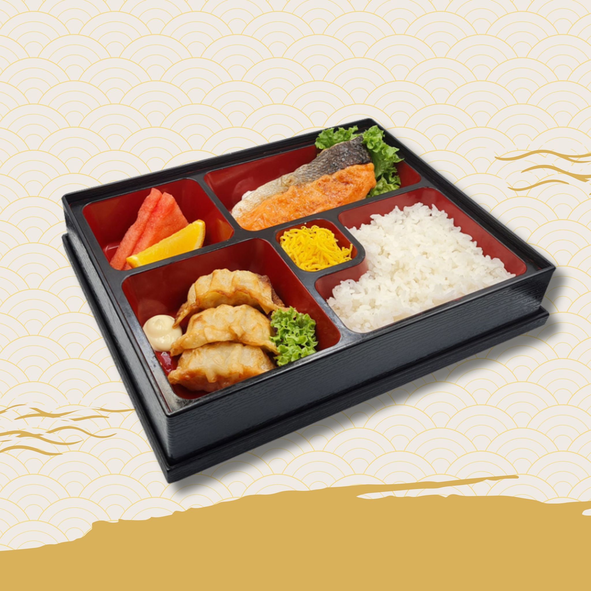 Salmon Mentaiyaki & Gyoza Bento_0